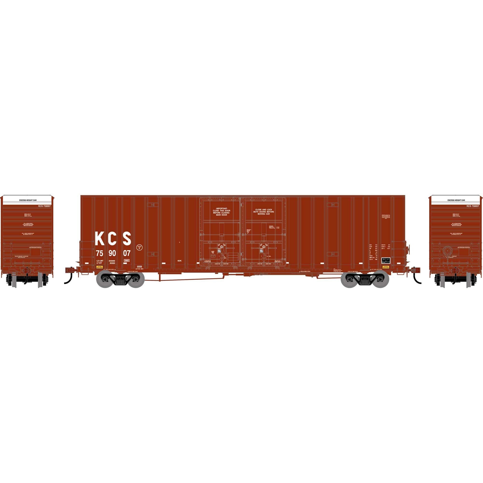 HO 60' Gunderson High Cube Double Door Box Car, KCS #759007 (ATH-2277)
