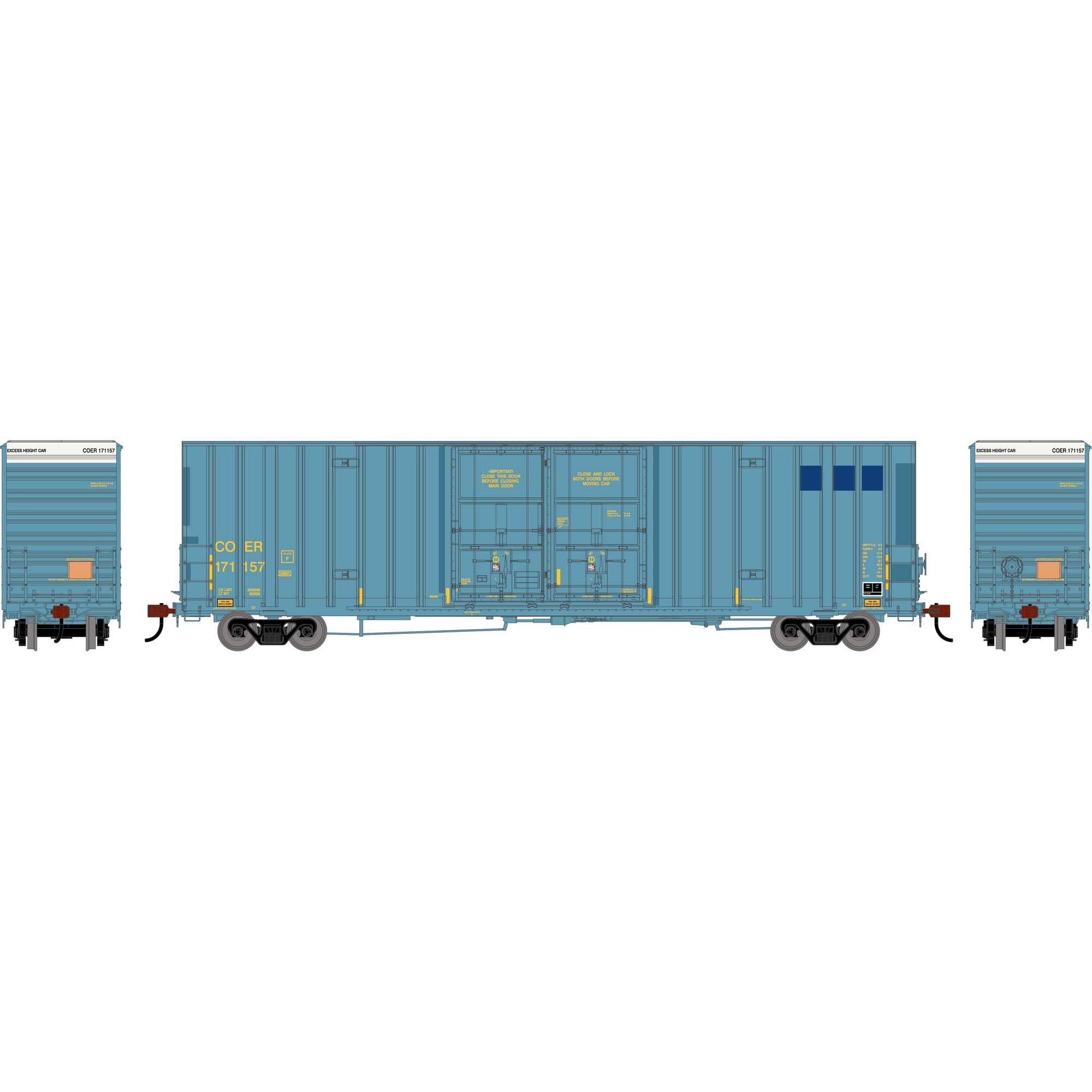 HO 60' Gunderson High Cube Double Door Box Car Primed for Grime COER #171157 (ATH-2282)