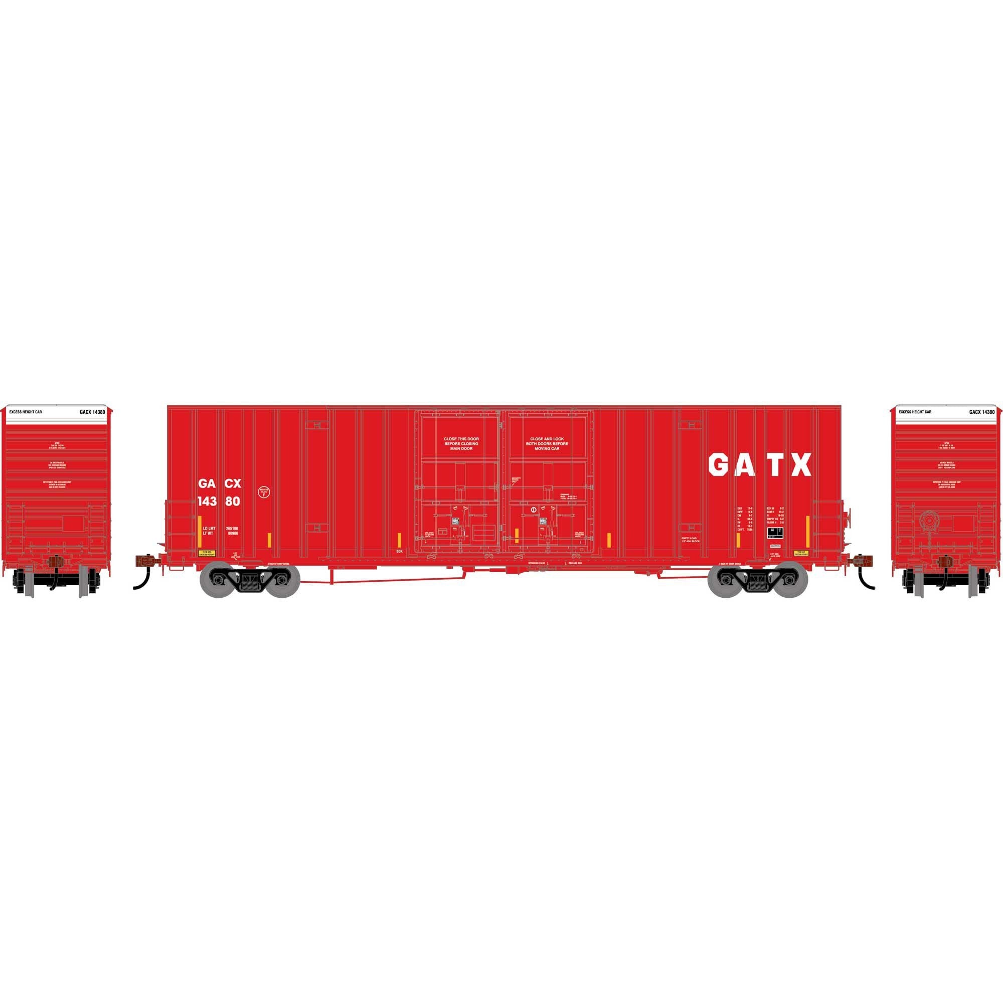 HO 60' Gunderson High Cube Double Door Box Car (ATH-2287)