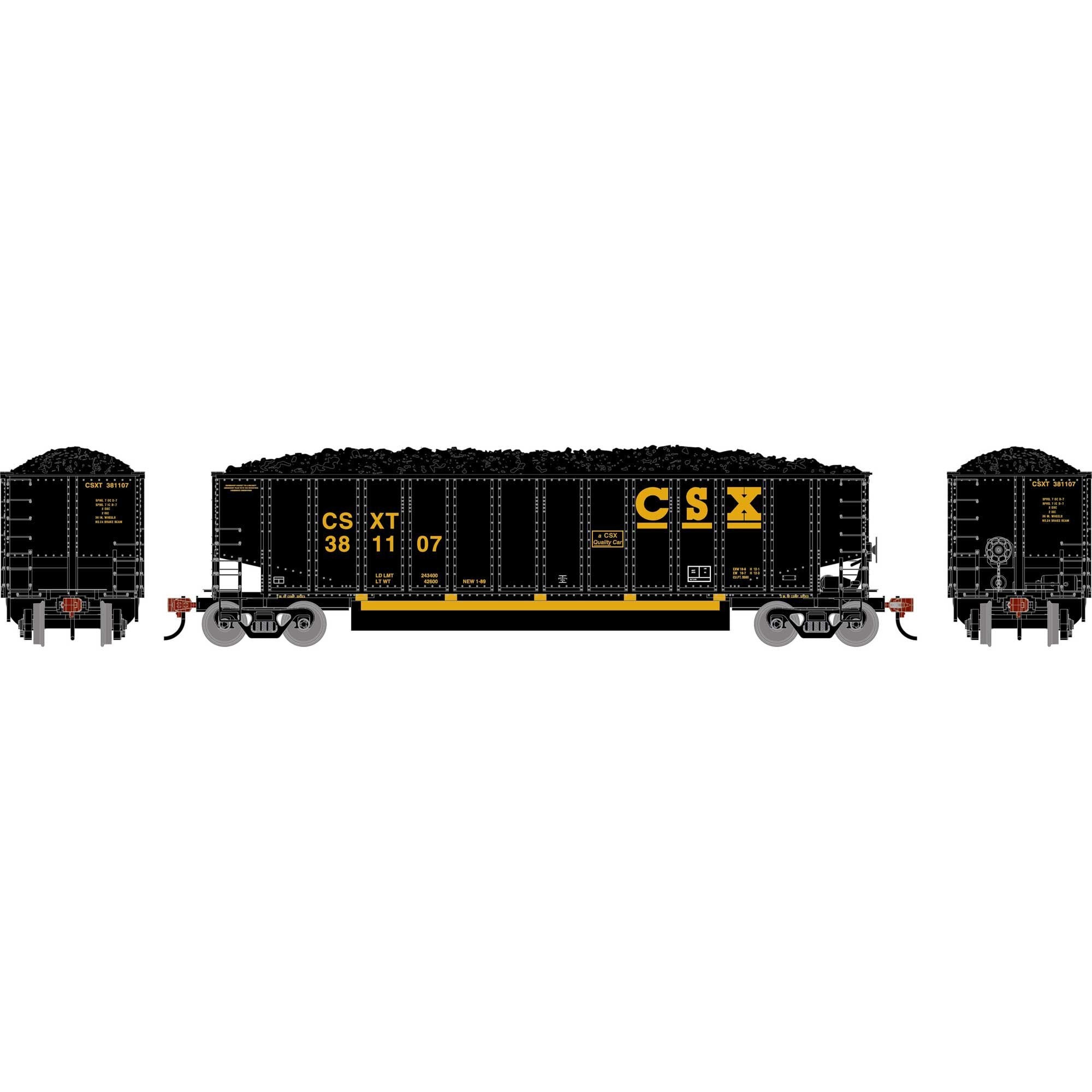 HO ATHEARN Bethgon Coalporter with Coal Load, CSXT #381107 (ATH-2292)