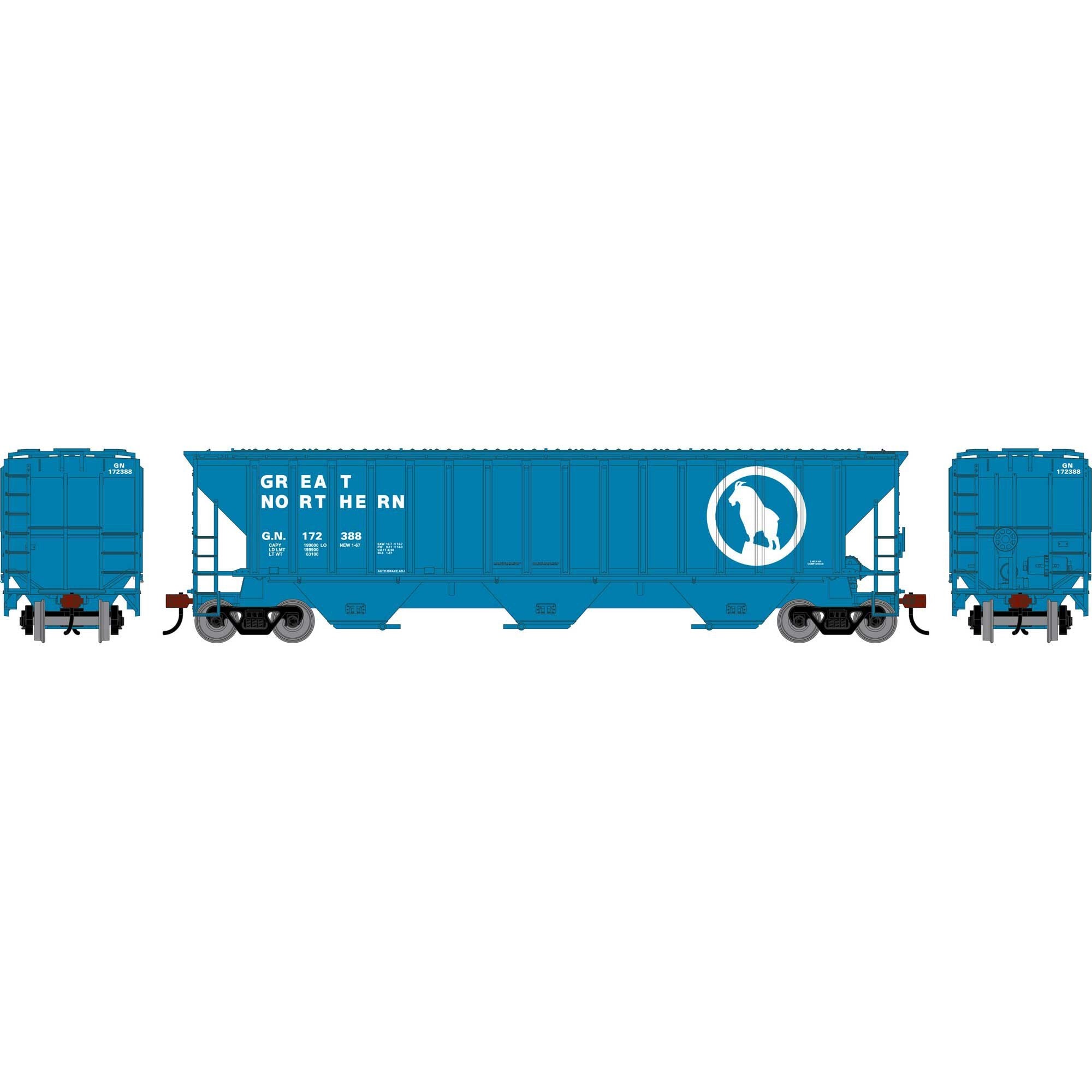 HO Athearn PS 4740 Covered Hopper GN #172388 (ATH-2368)