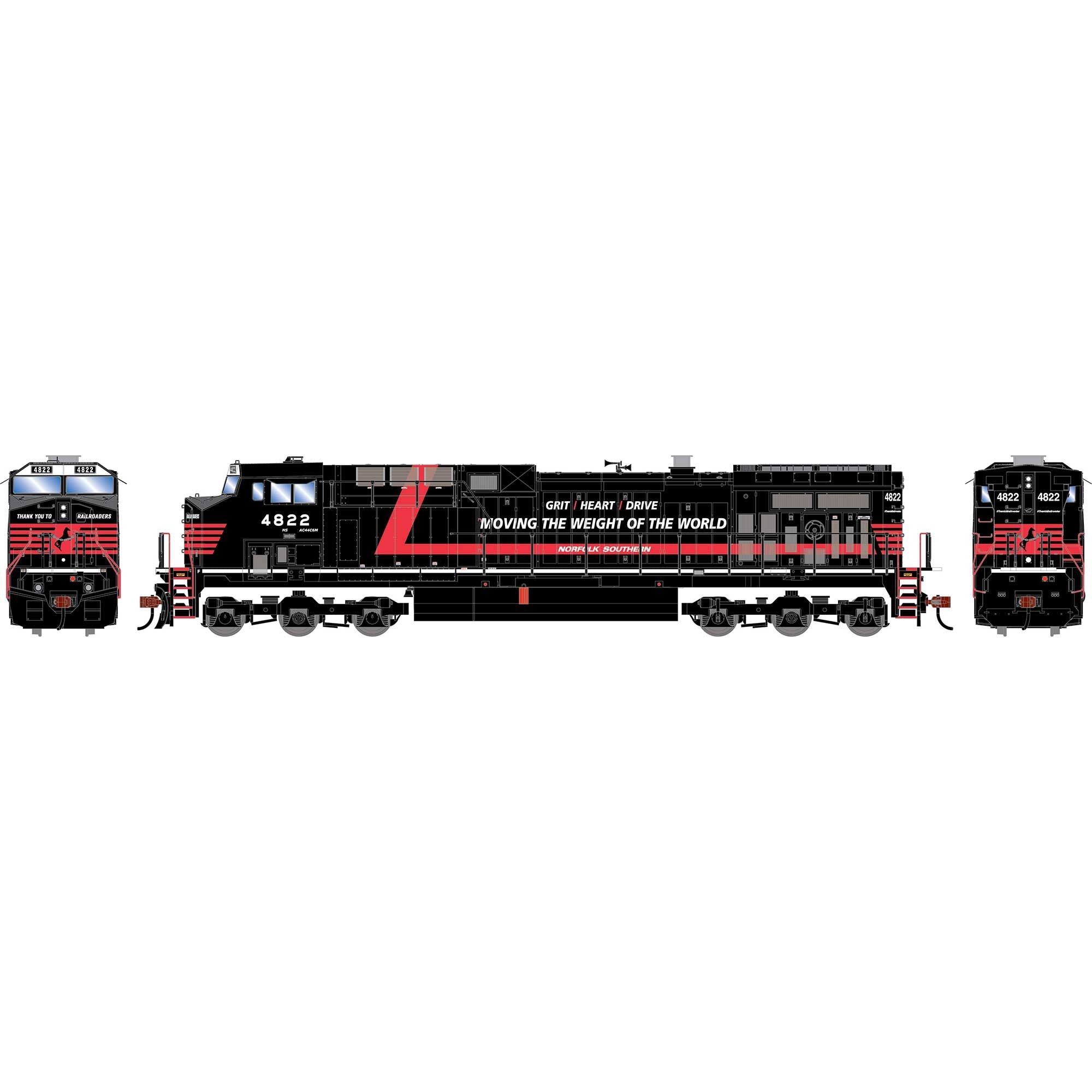 HO Athearn AC4400CW Locomotive NS Railroaders Tribute 4822 (ATH-2561)