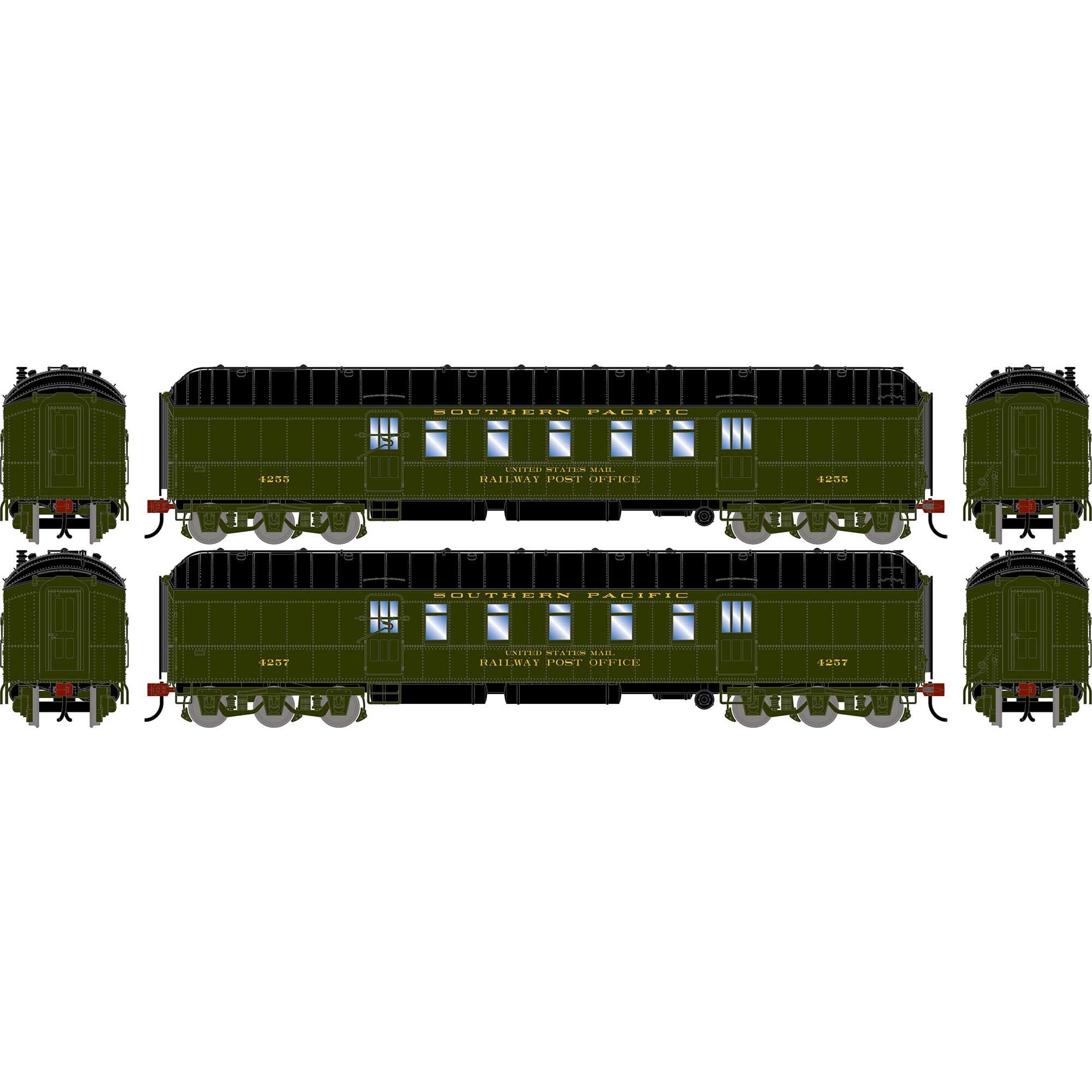 HO 60' Pullman Common Standard Postal Car SP #4255/4257 (ATH-2582)