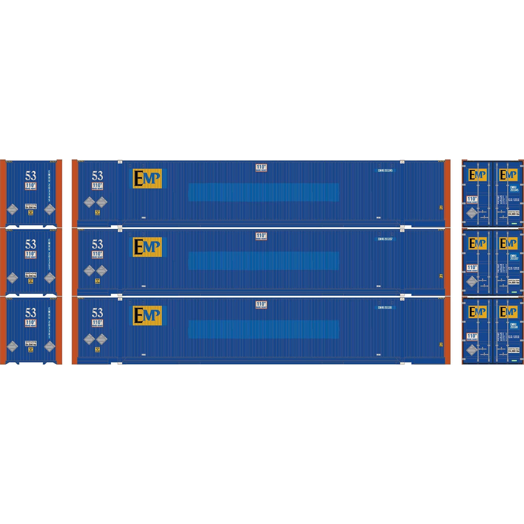 HO ATH 53' Jindo Containers EMHU 203345 203357 203381 (ATH-2657)