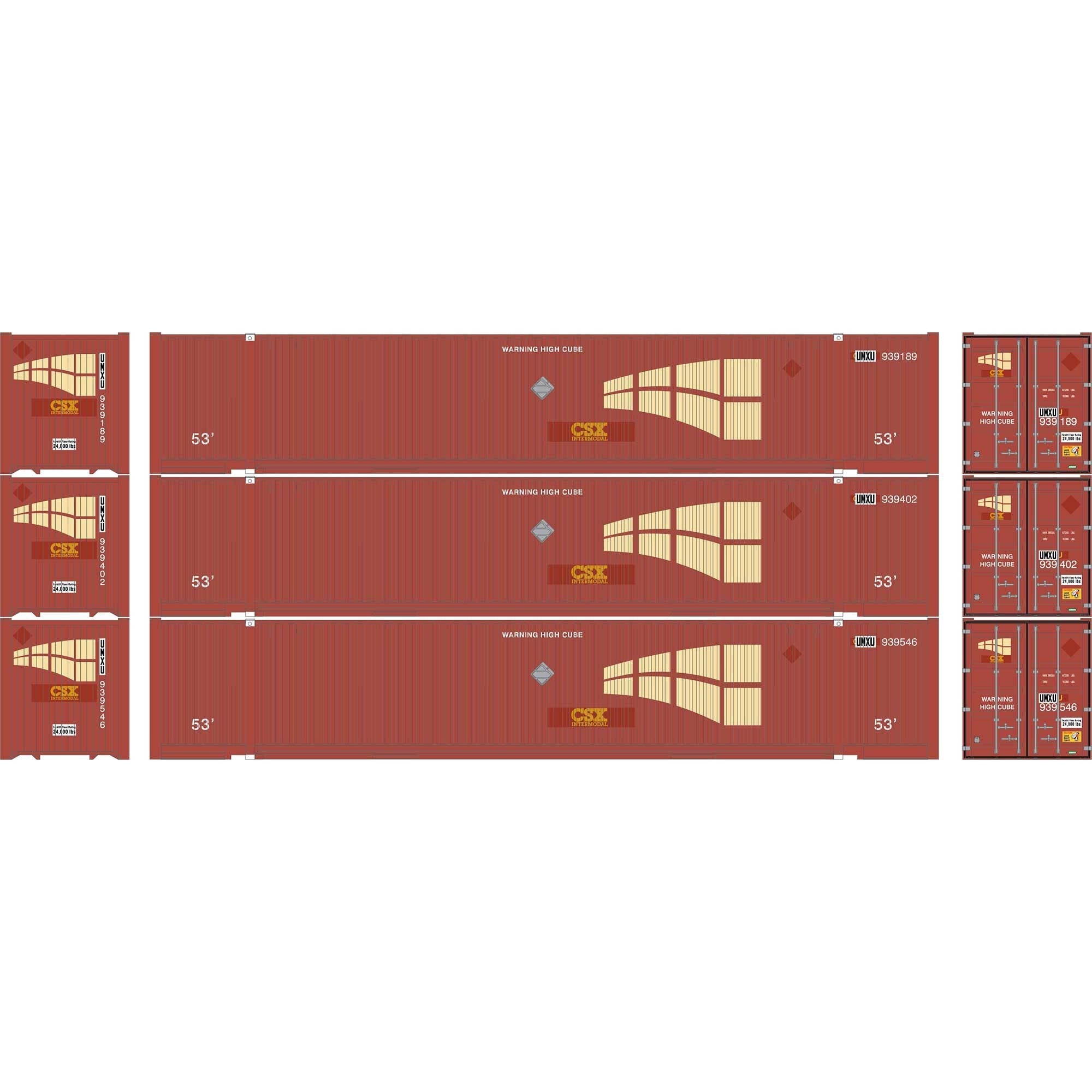 HO ATH 53' Jindo Containers UMXU #939189/939402/939546 (Set of 3) (ATH-2663)