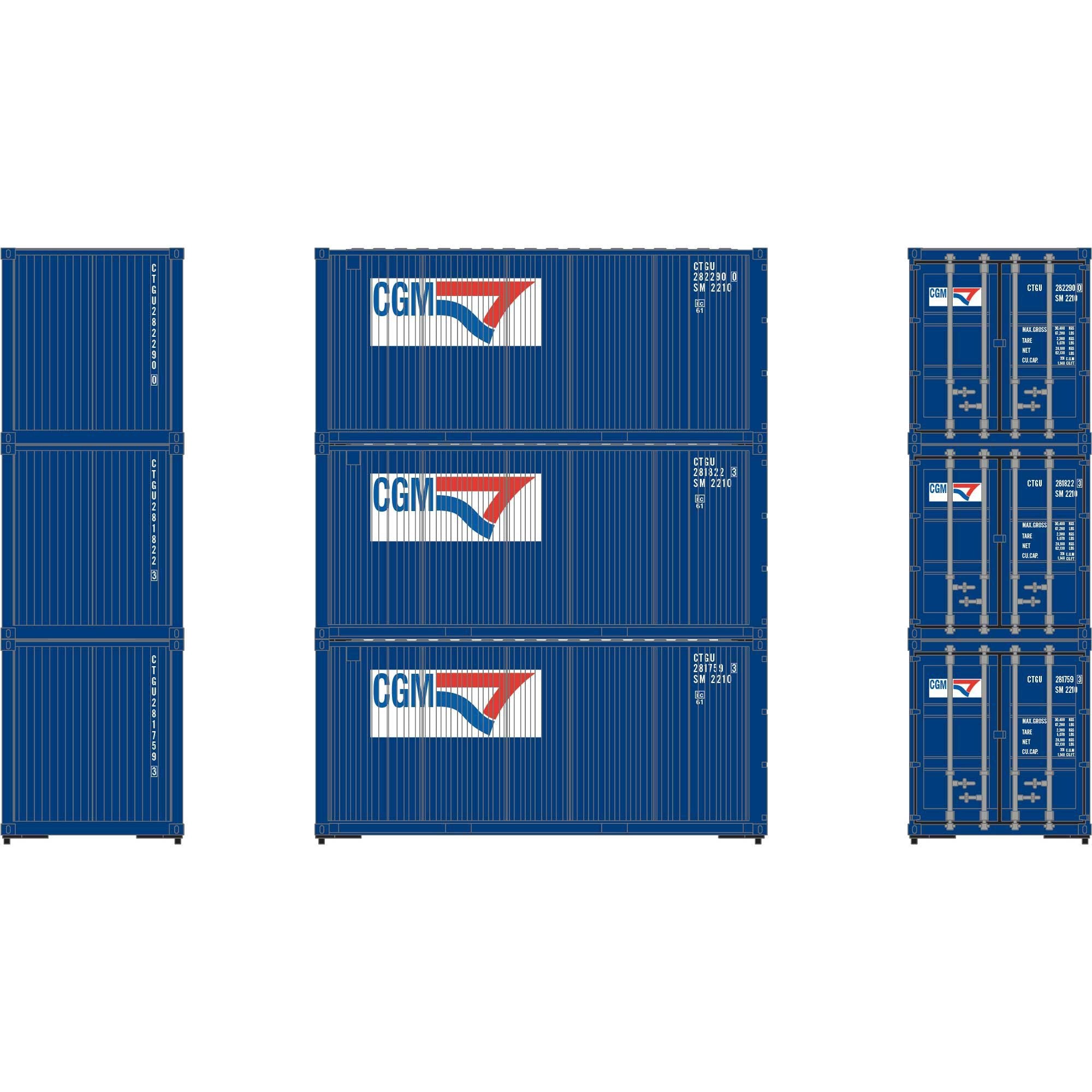 HO RTR 20' Corrugated Container CGTU #1 (3) (ATH27787)