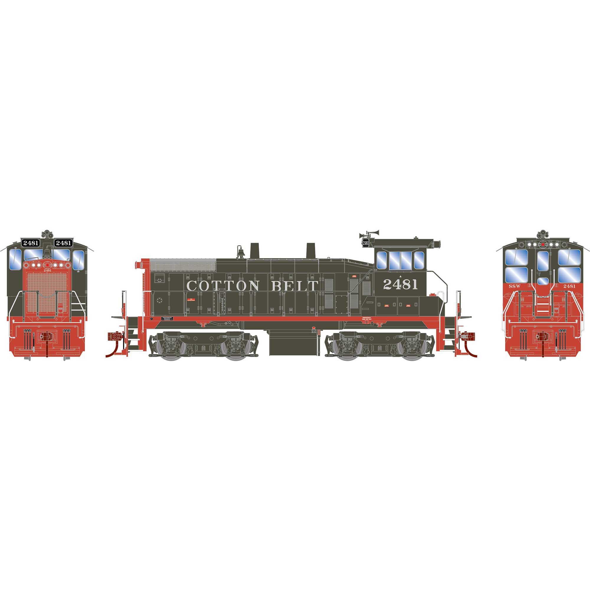 HO RTR SW1500 Locomotive Cotton Belt (SSW) #2481 (ATH28659)