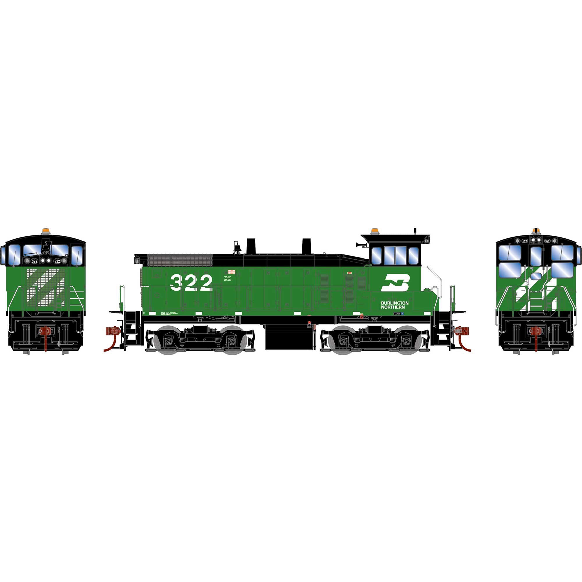 HO RTR SW1500 Burlington Northern #322 Locomotive (ATH28667)