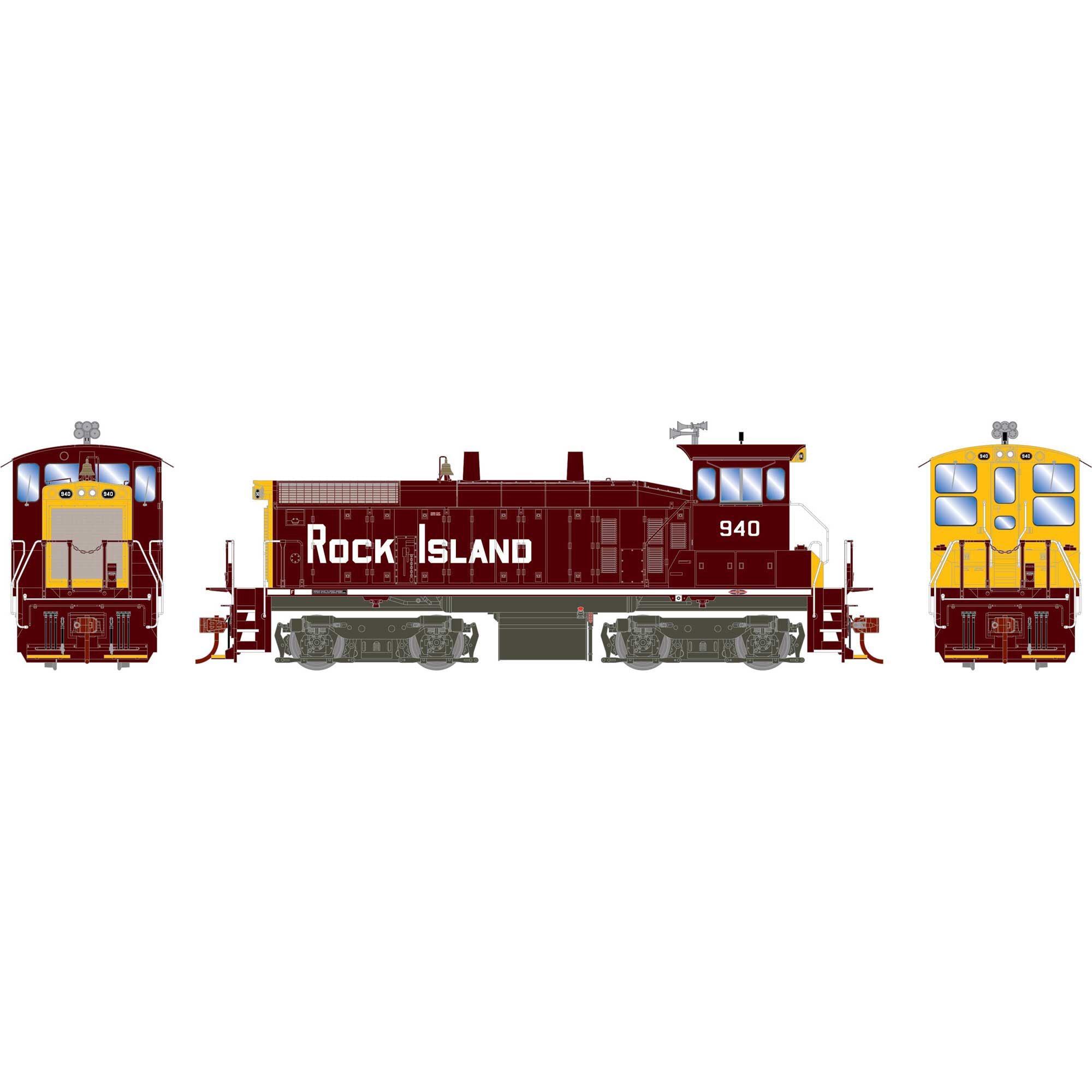 HO SW1500 Locomotive Rock Island #940 Plastic Model (ATH29662)