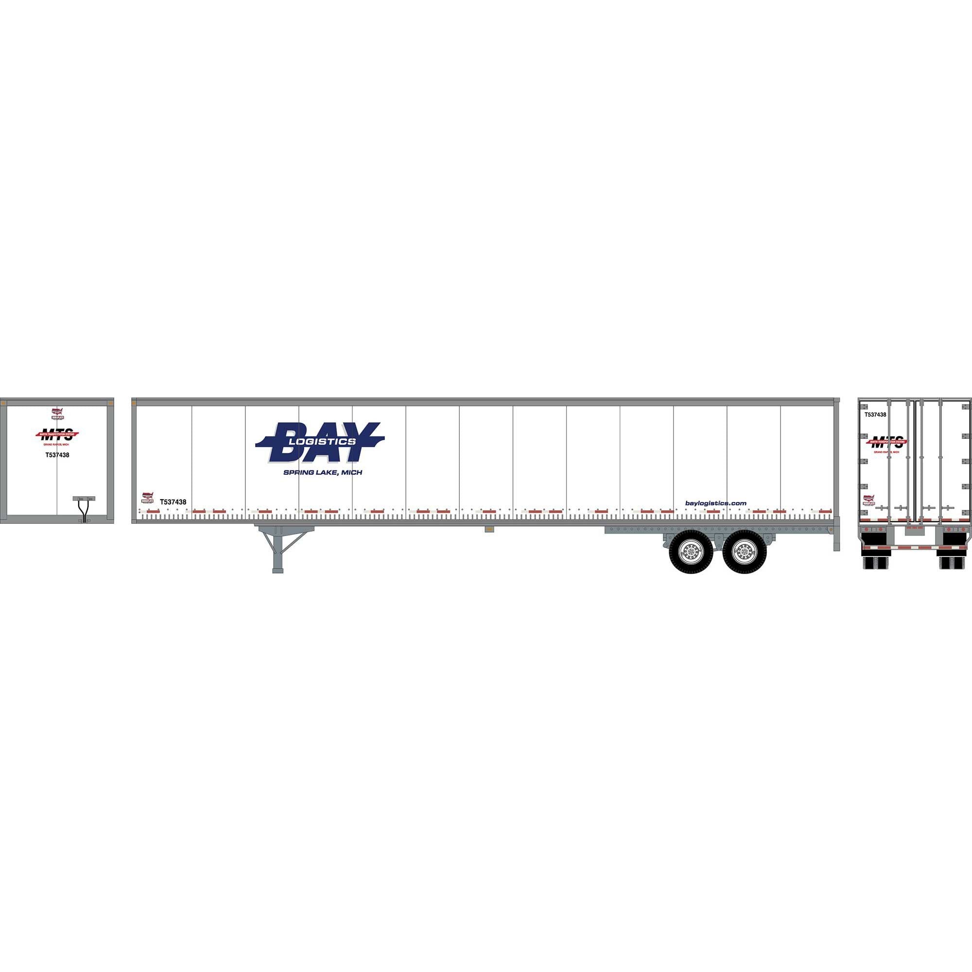 HO RTR 53' Wabash Plate Trailer with Bay Logistics #1 Livery (ATH72804)