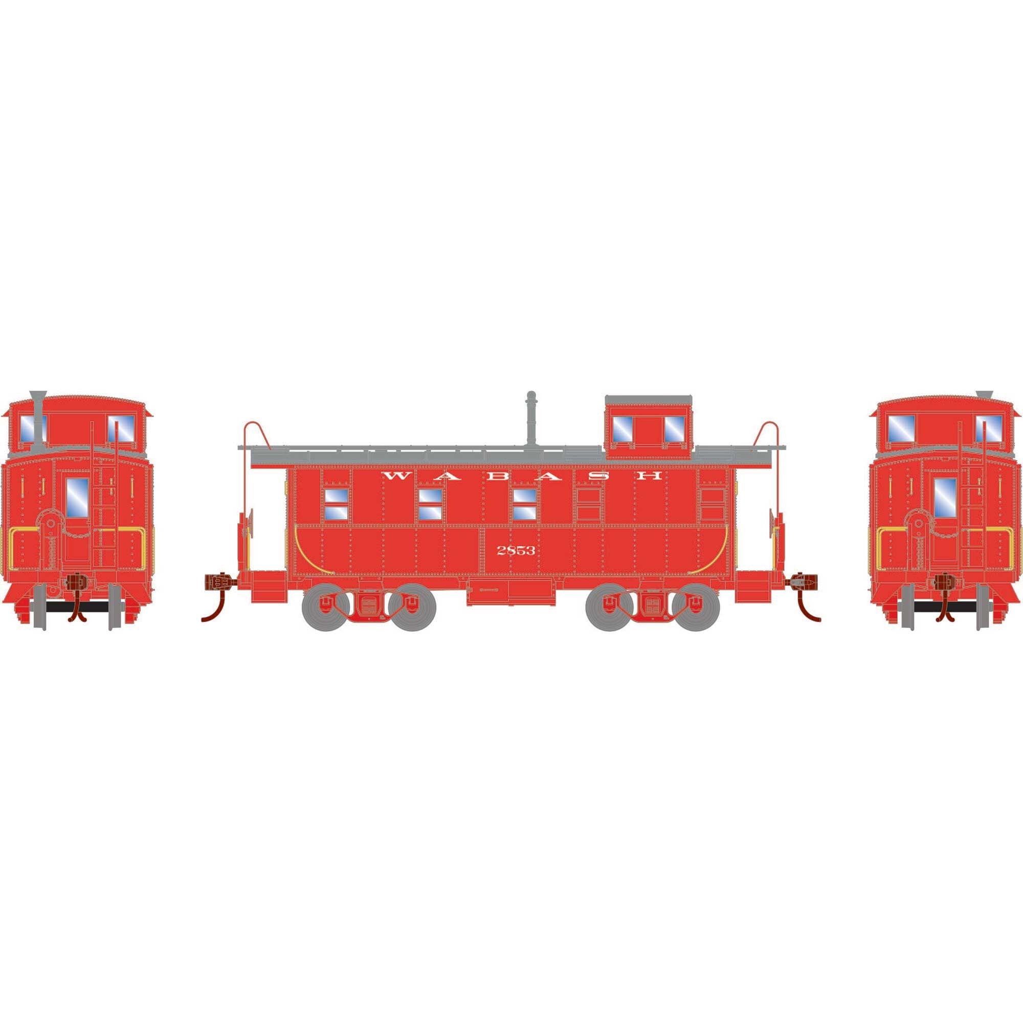 HO Cupola Caboose Wabash #2853 Plastic Model (ATH74034)