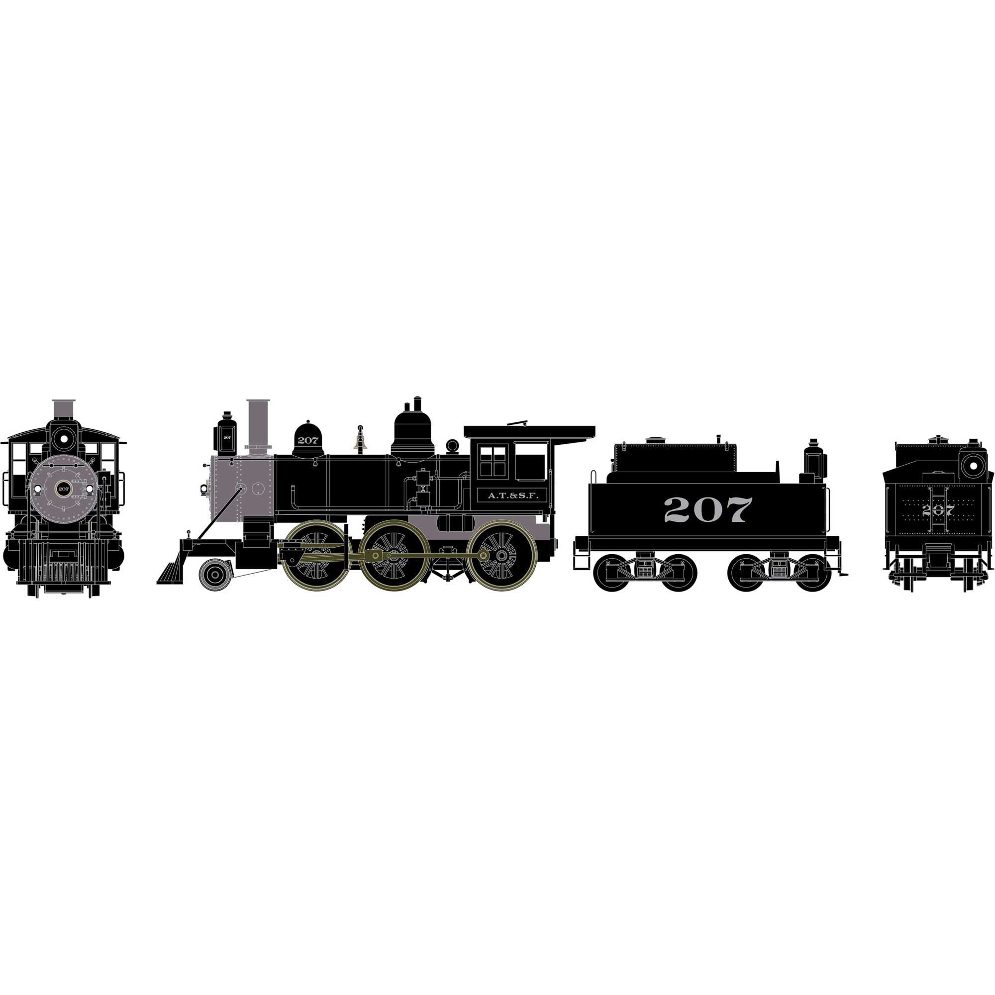HO RTR Old Time 2-6-0 Mogul ATSF #207 (ATH87211)