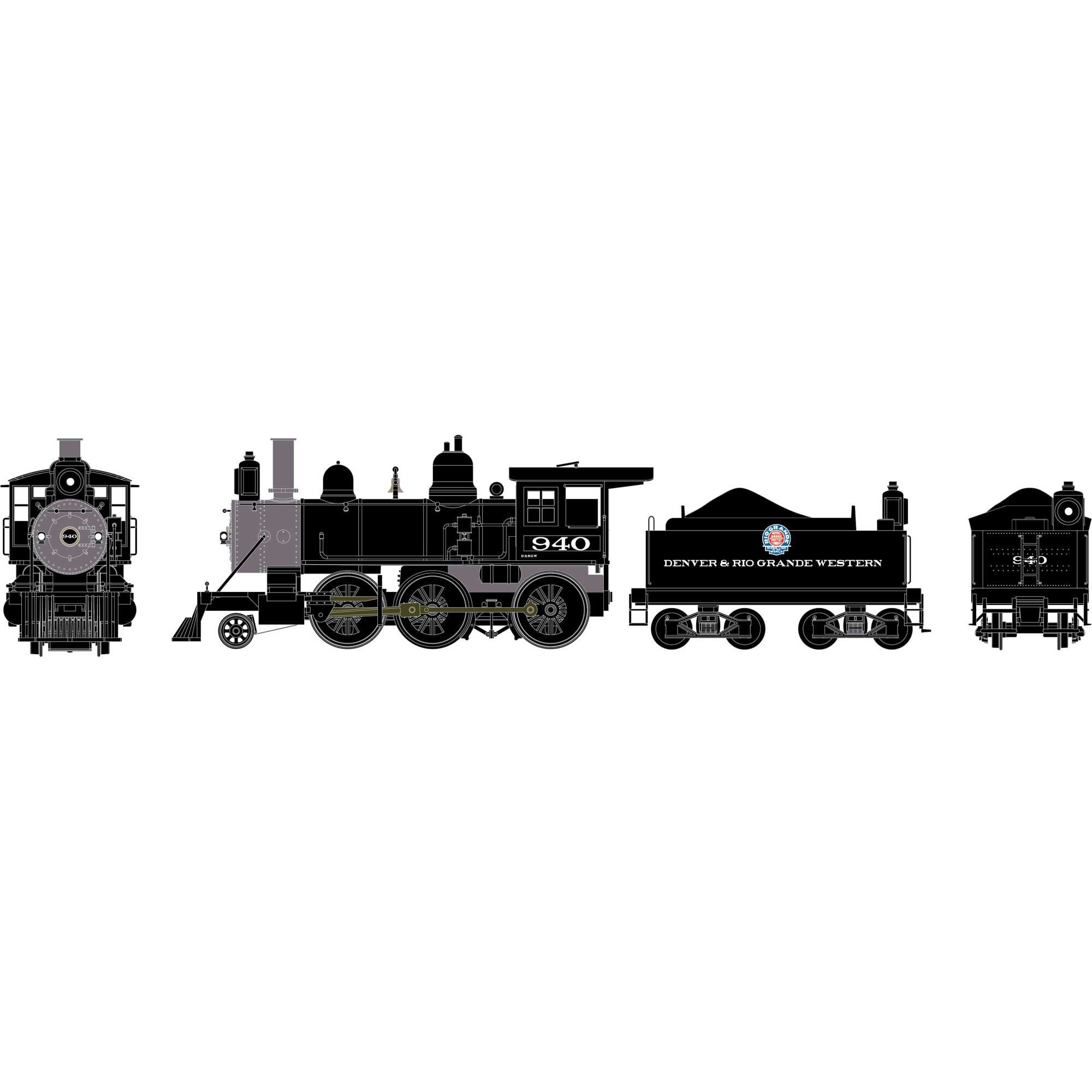 HO RTR Old Time 2-6-0 Mogul with DCC & Sound, D&RGW #940 (ATH87312)