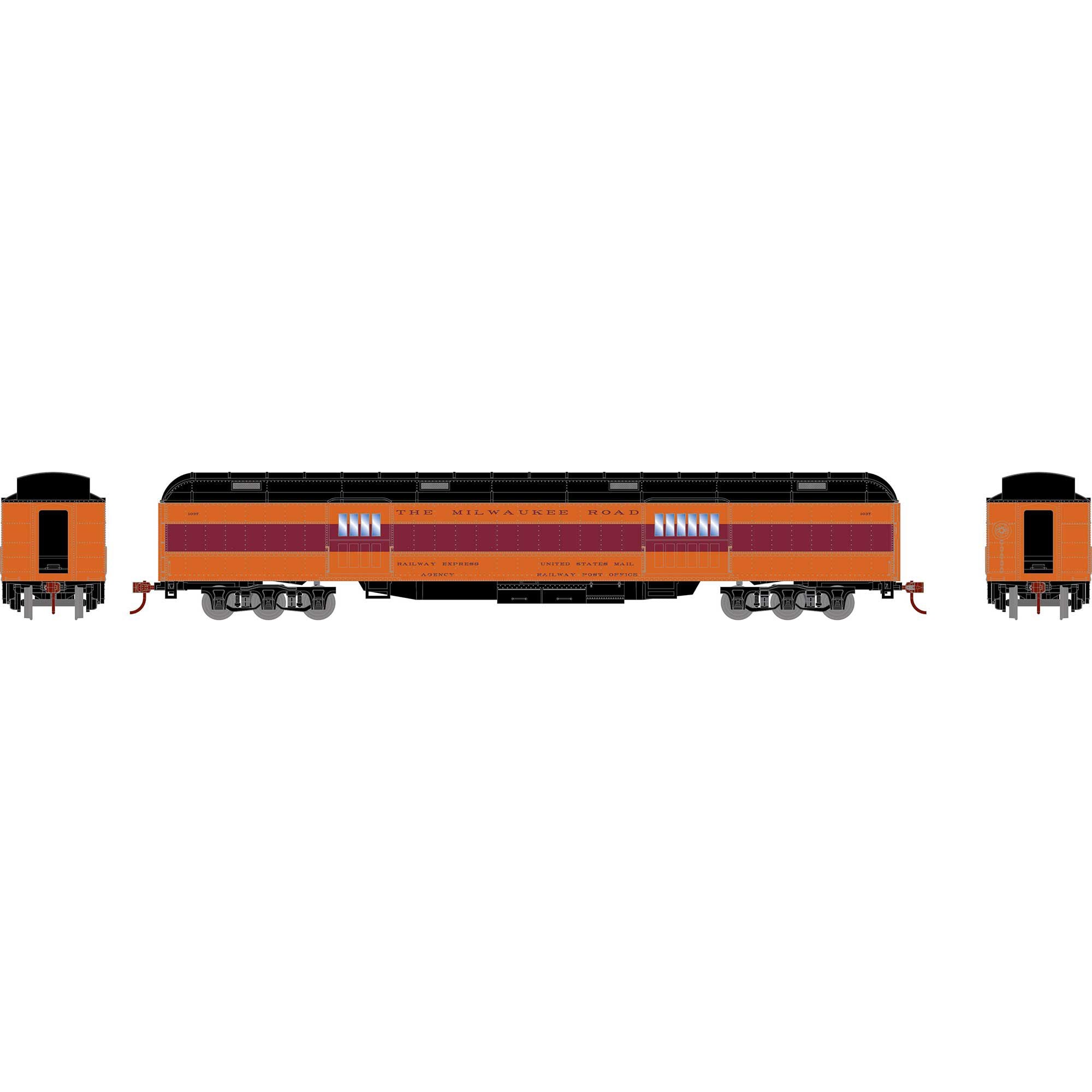 HO Heavyweight Baggage Car MILW #1037 (ATH88215)