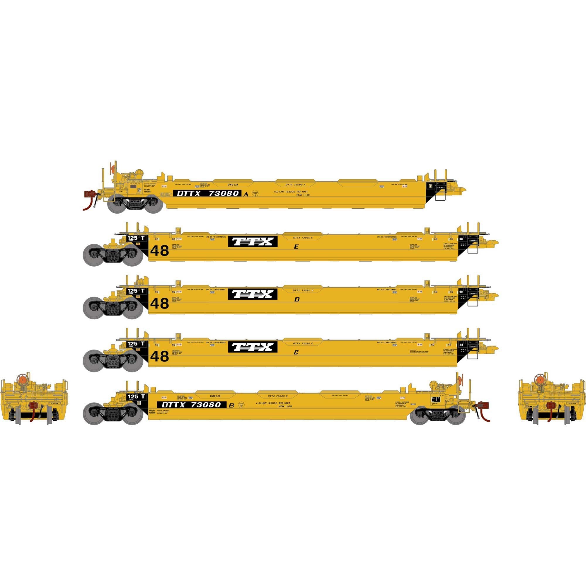 HO Gunderson MAXI-STACK II Well Cars DTTX 'TTX' #73080 (5) (ATHG-1001)