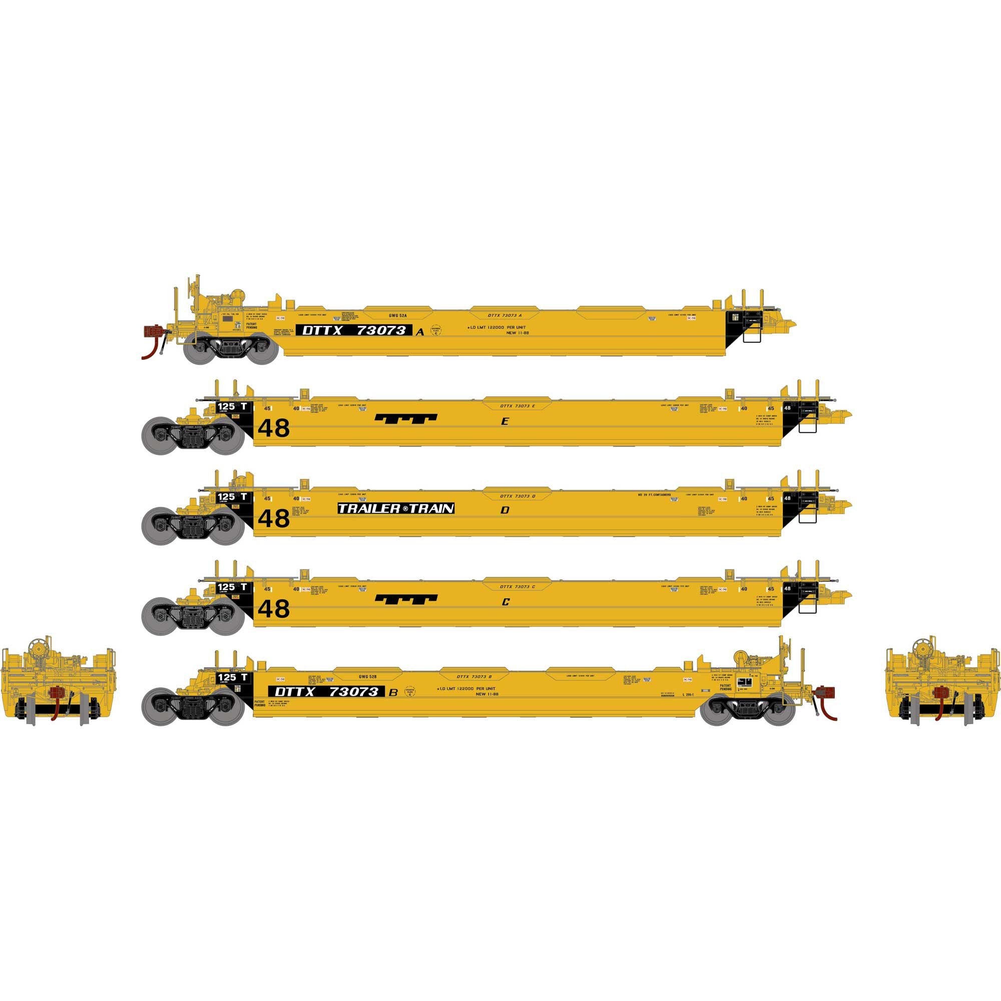 HO Gunderson Maxi-Stack II Well Cars DTTX Trailer Train (ATHG-1019)