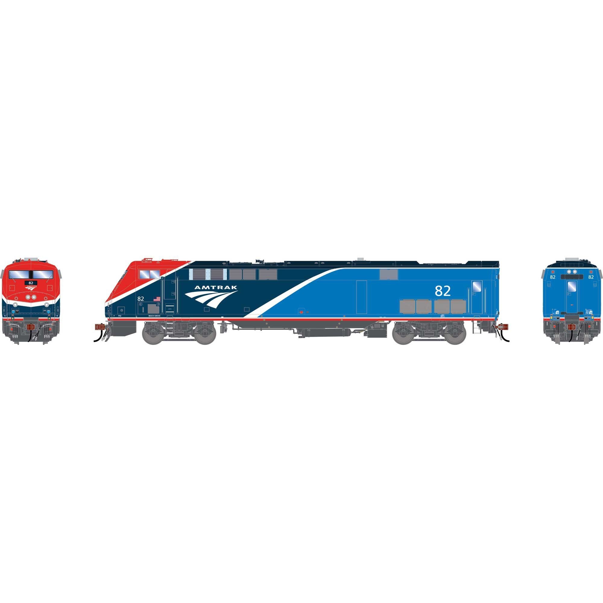 HO P42DC Locomotive AMTK Phase VII #82 (ATHG-1682)