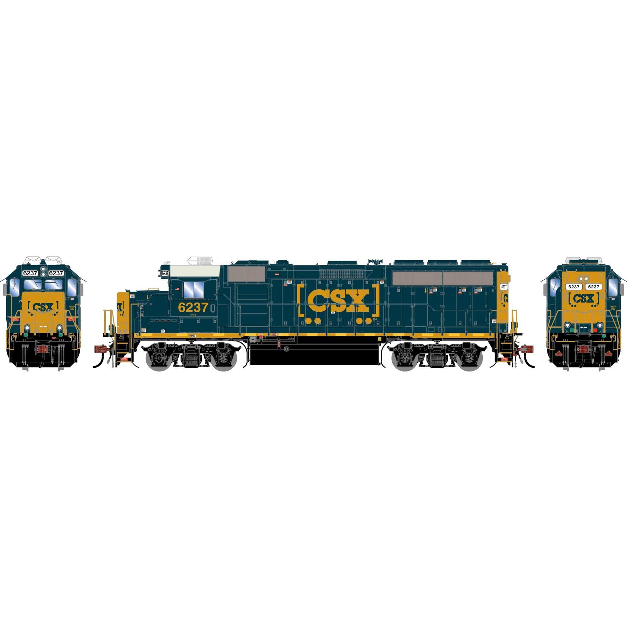HO GP40-2 Locomotive CSXT Boxcar Logo #6237 (ATHG-1741)