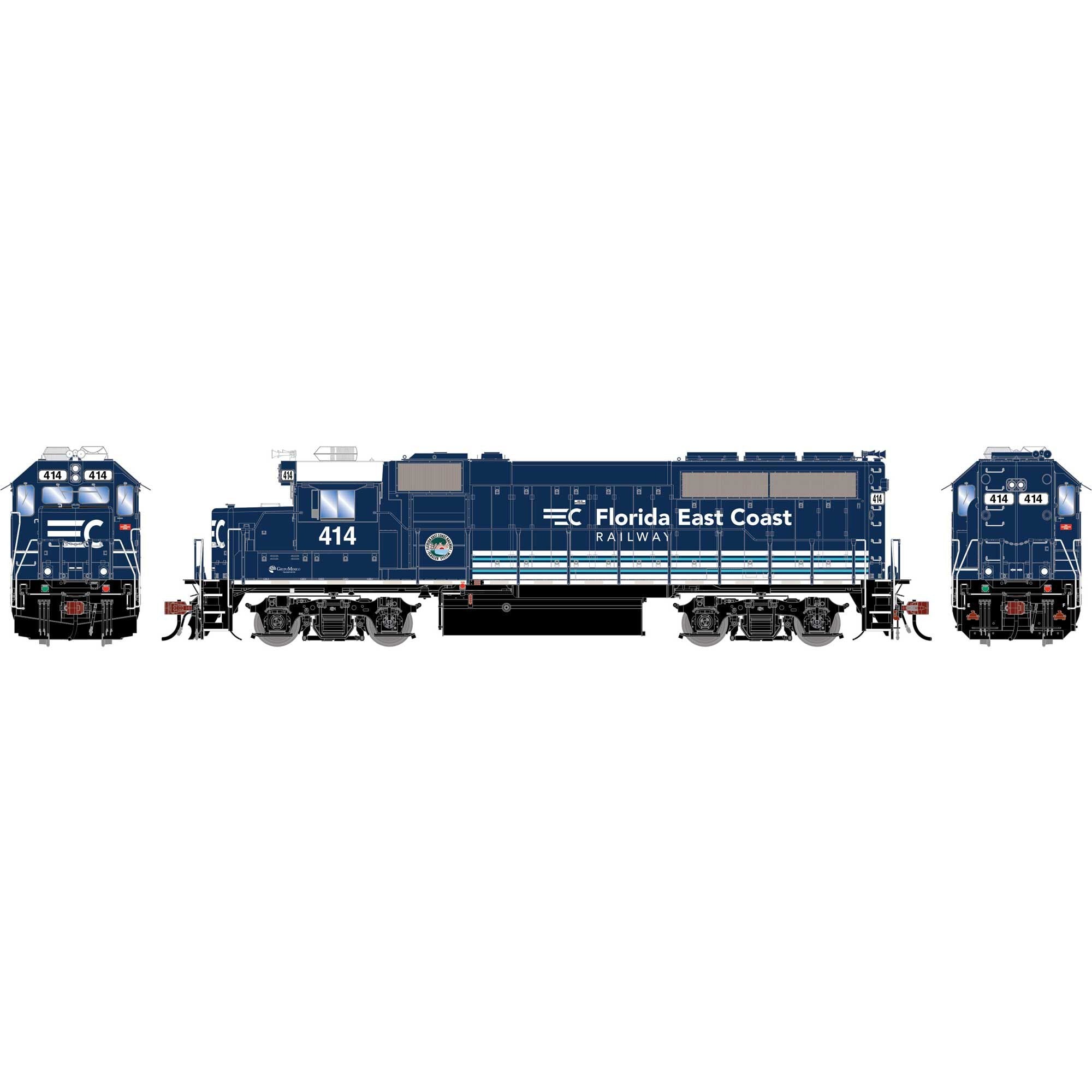 HO GP40-2 Locomotive FEC #414 (ATHG-1744)