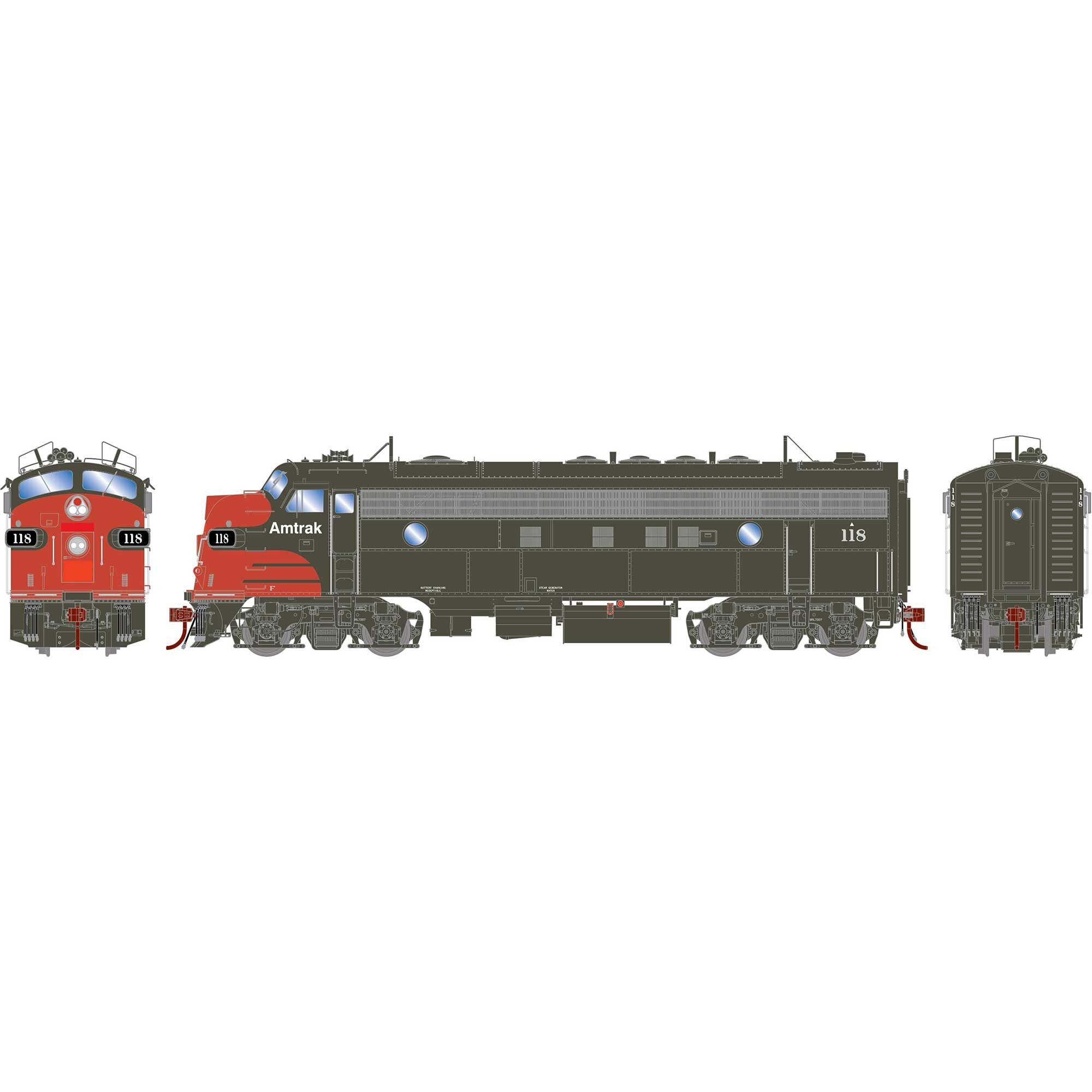 HO FP7A Locomotive AMTK #118 (ATHG19592)