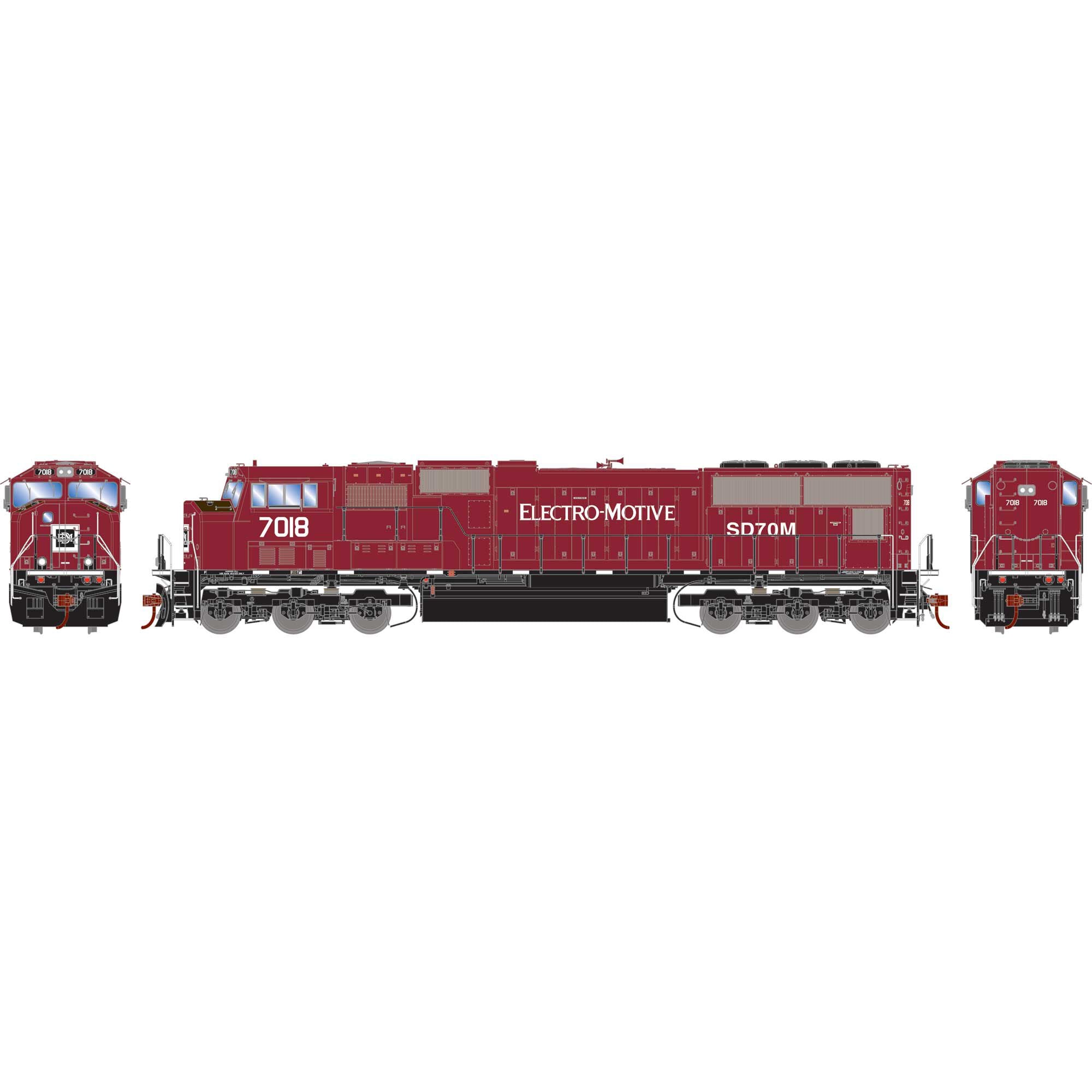 HO SD70M Locomotive EMDX Maroon Black #7018 (ATHG71121)