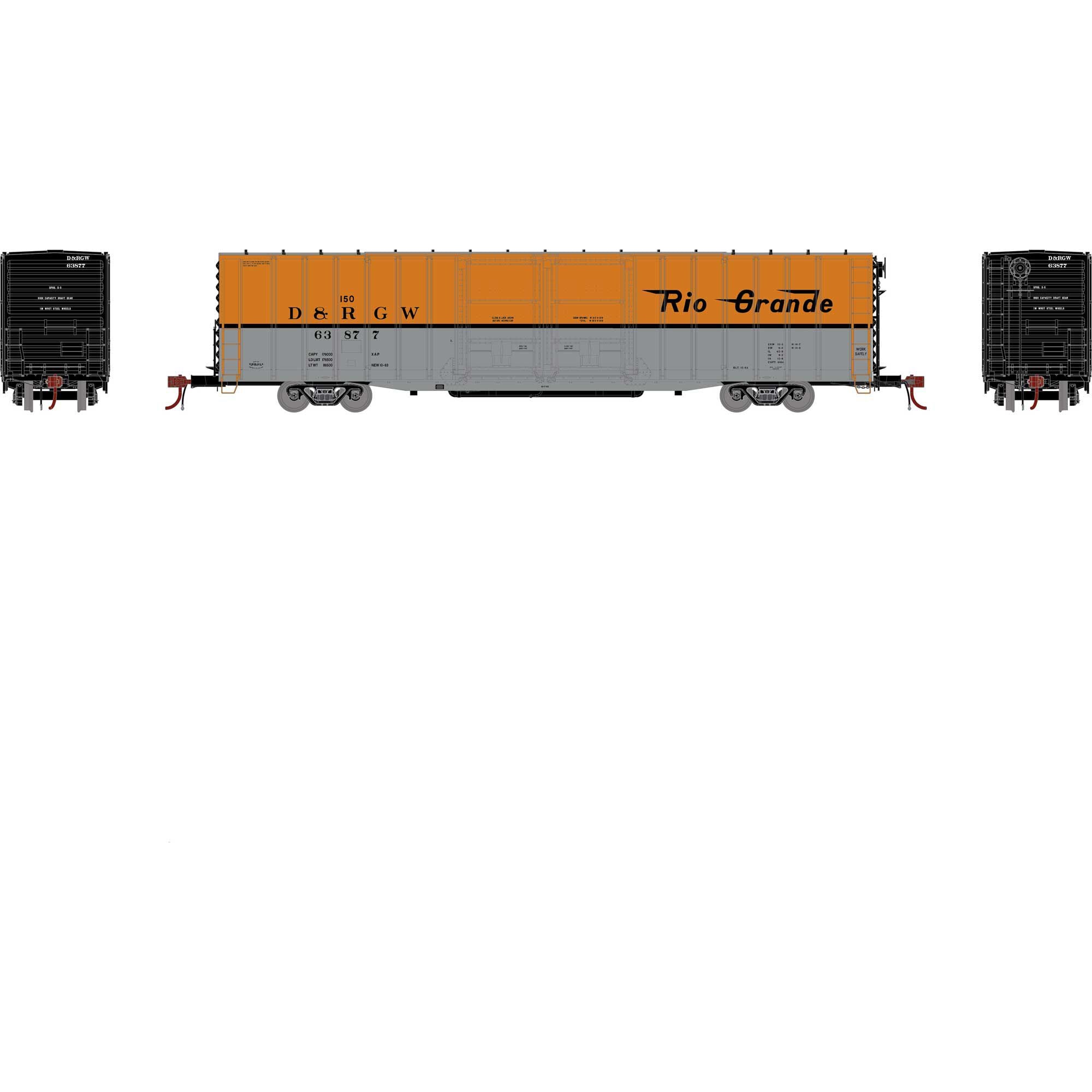 HO 60' PS Auto Box D&RGW #63877 Plastic Model (ATHG75887)