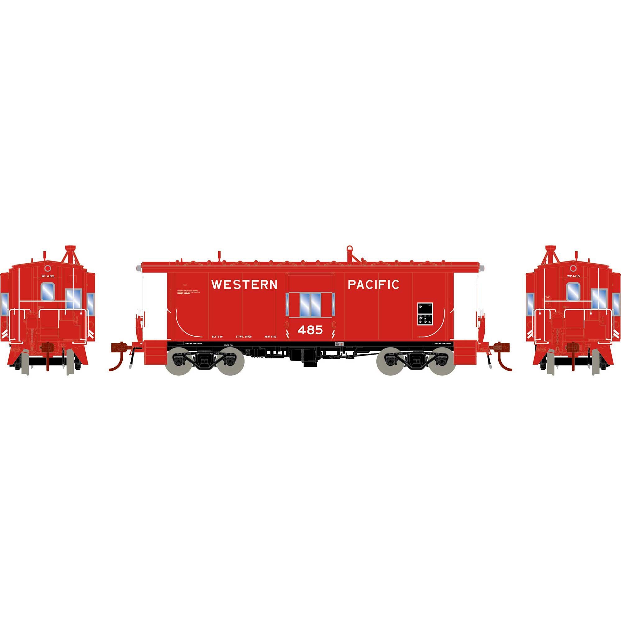HO Bay Window Caboose with Lights and Sound WP #485 (ATHG78400)