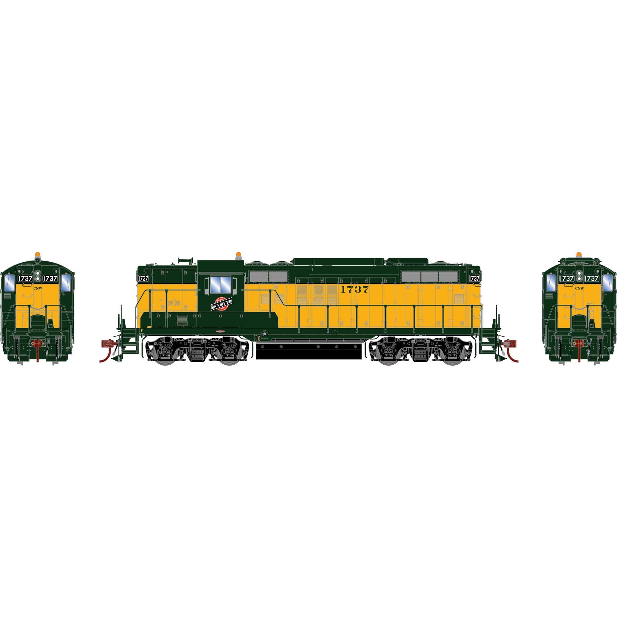 HO GP9 Locomotive Phase II with DCC and Sound, C&NW #1737 (ATHG82828)