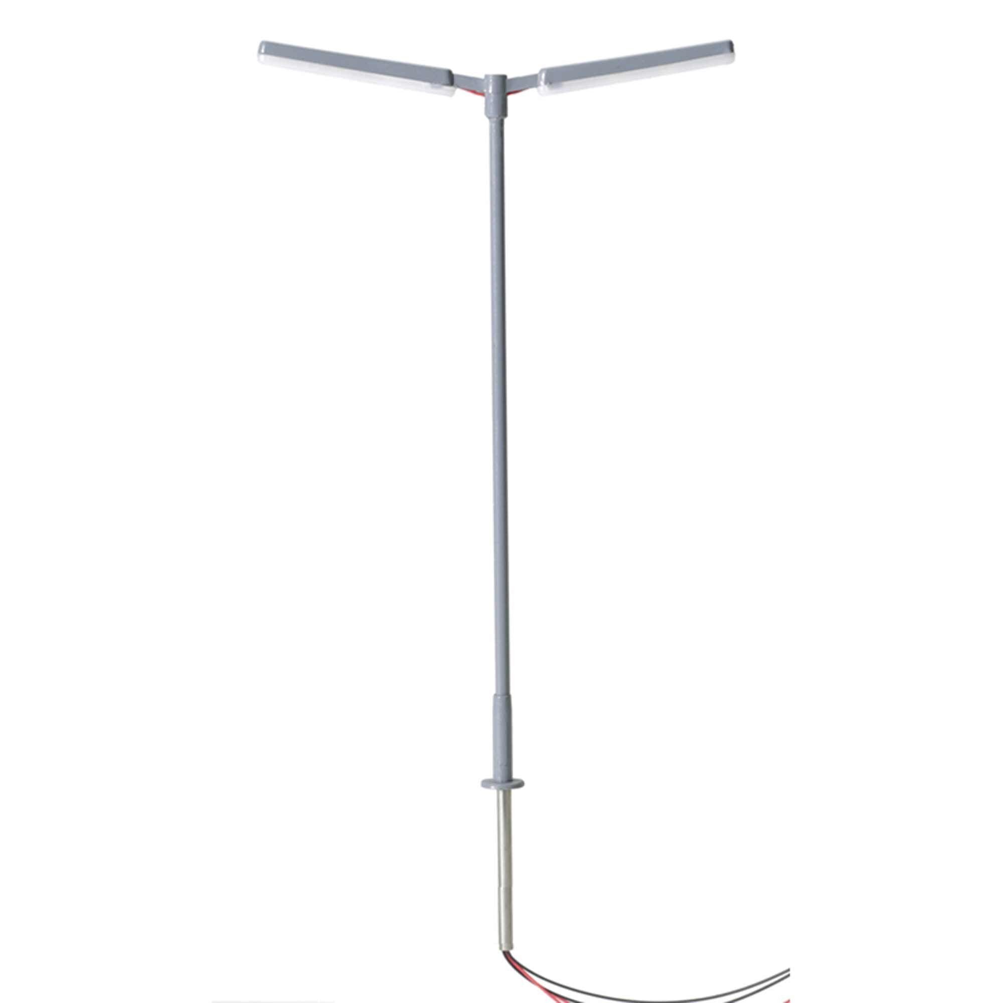 HO Double Arm Parking Lot Light with Warm LED (3) (ATL70000175)