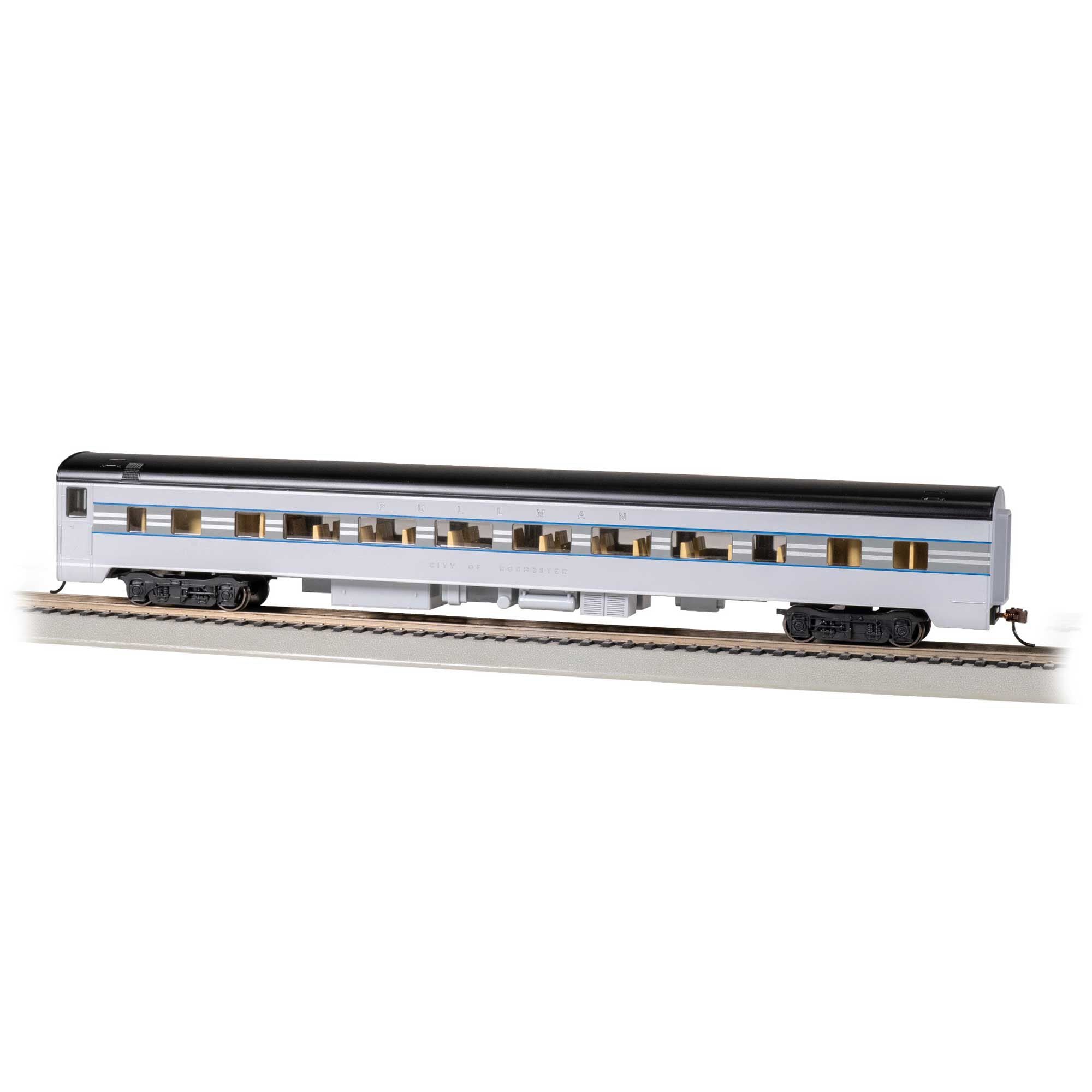 HO 85' Smooth-Side Coach Passenger Car Lighted Interior 1938 City of Rochester (BAC14217)
