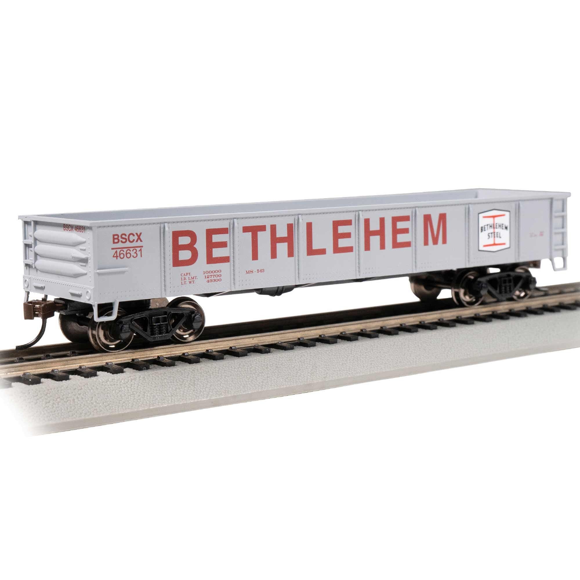 HO 40' Gondola Bethlehem Steel #46631 Gray Model Train Car (BAC17225)