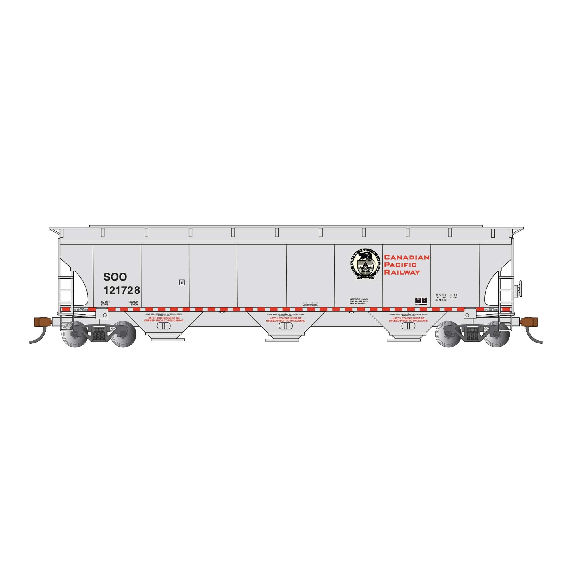 HO Trinity 5161 3-Bay Covered Hopper Canadian Pacific #121728 (BAC70637)