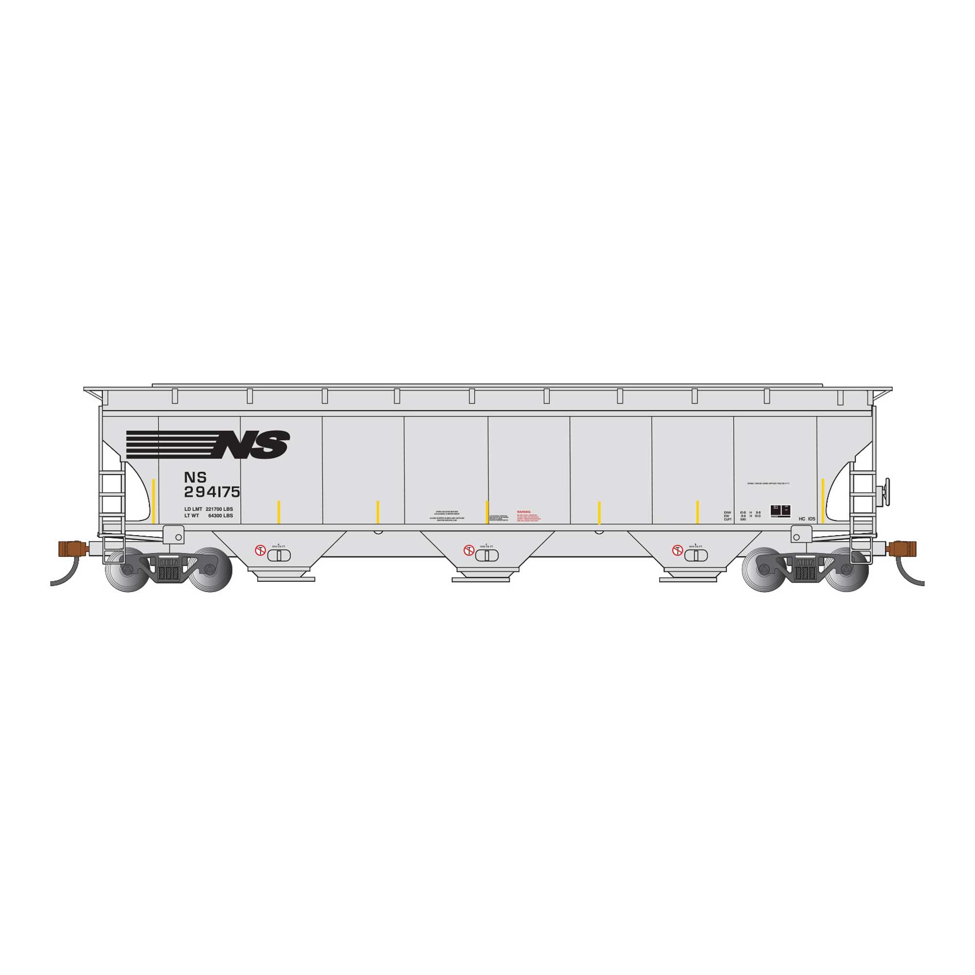 HO Trinity 5161 3-Bay Covered Hopper Norfolk Southern #294175 (BAC70638)