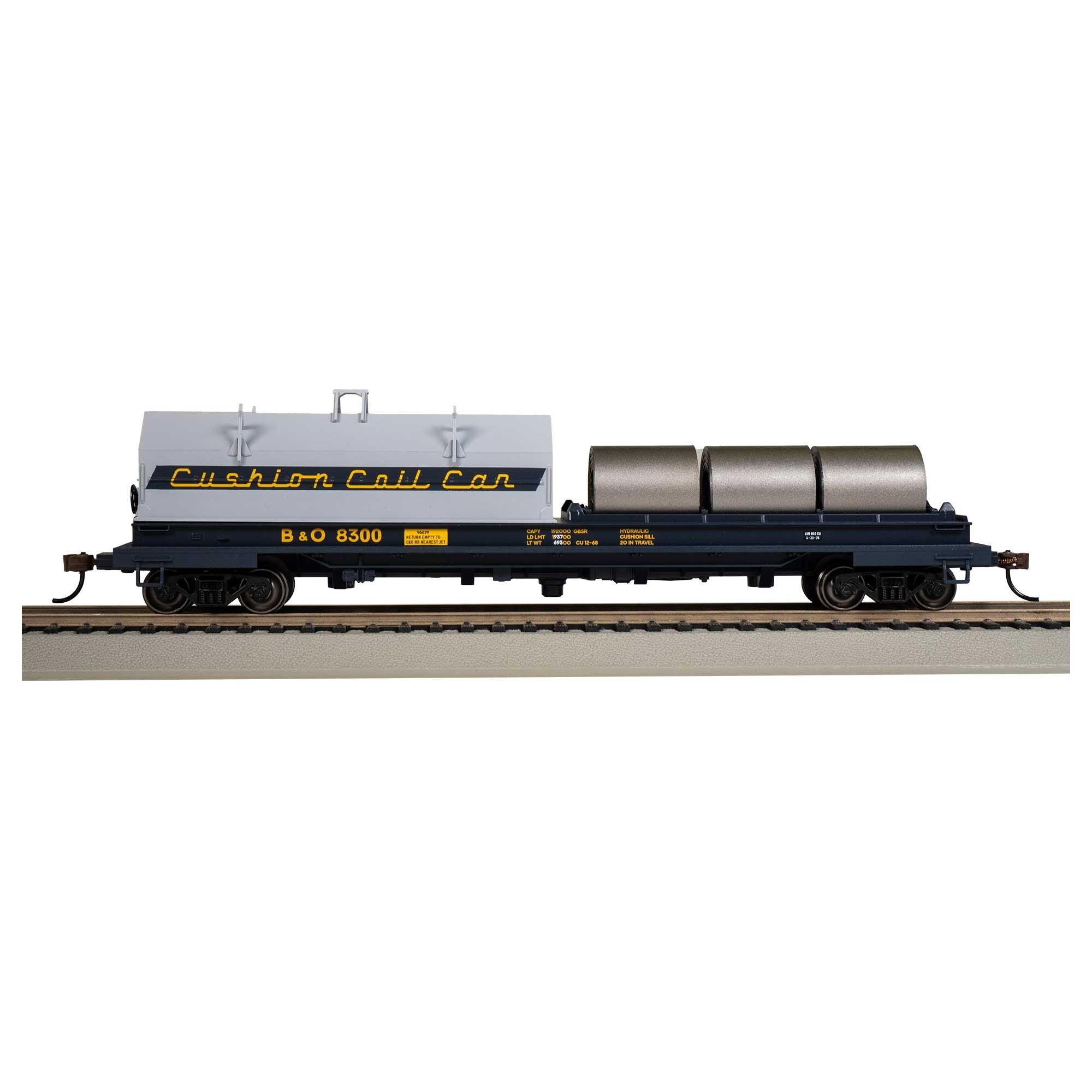 HO SCALE 55' STEEL COIL CAR with COIL LOAD BALTIMORE & OHIO 8300 with ANGLED HOOD