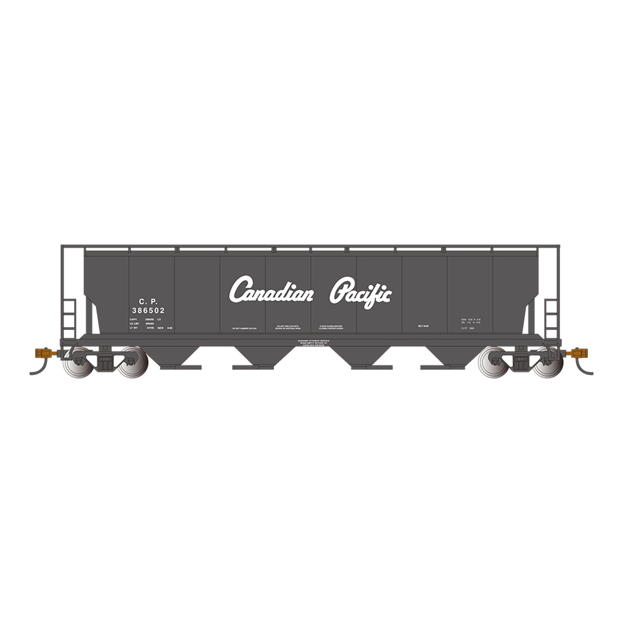 HO 4-Bay Cylindrical Hopper with FRED CPR Black Script (BAC73804)