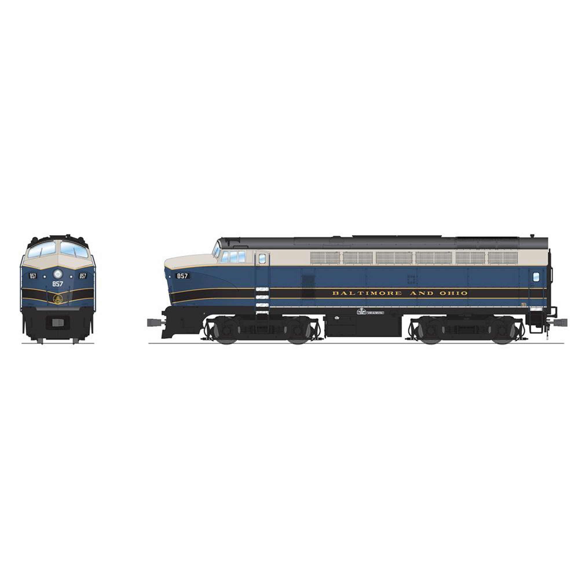 HO RF-16 Sharknose Locomotive A B&O 857 As-Delivered with Paragon4 (BLI7695)