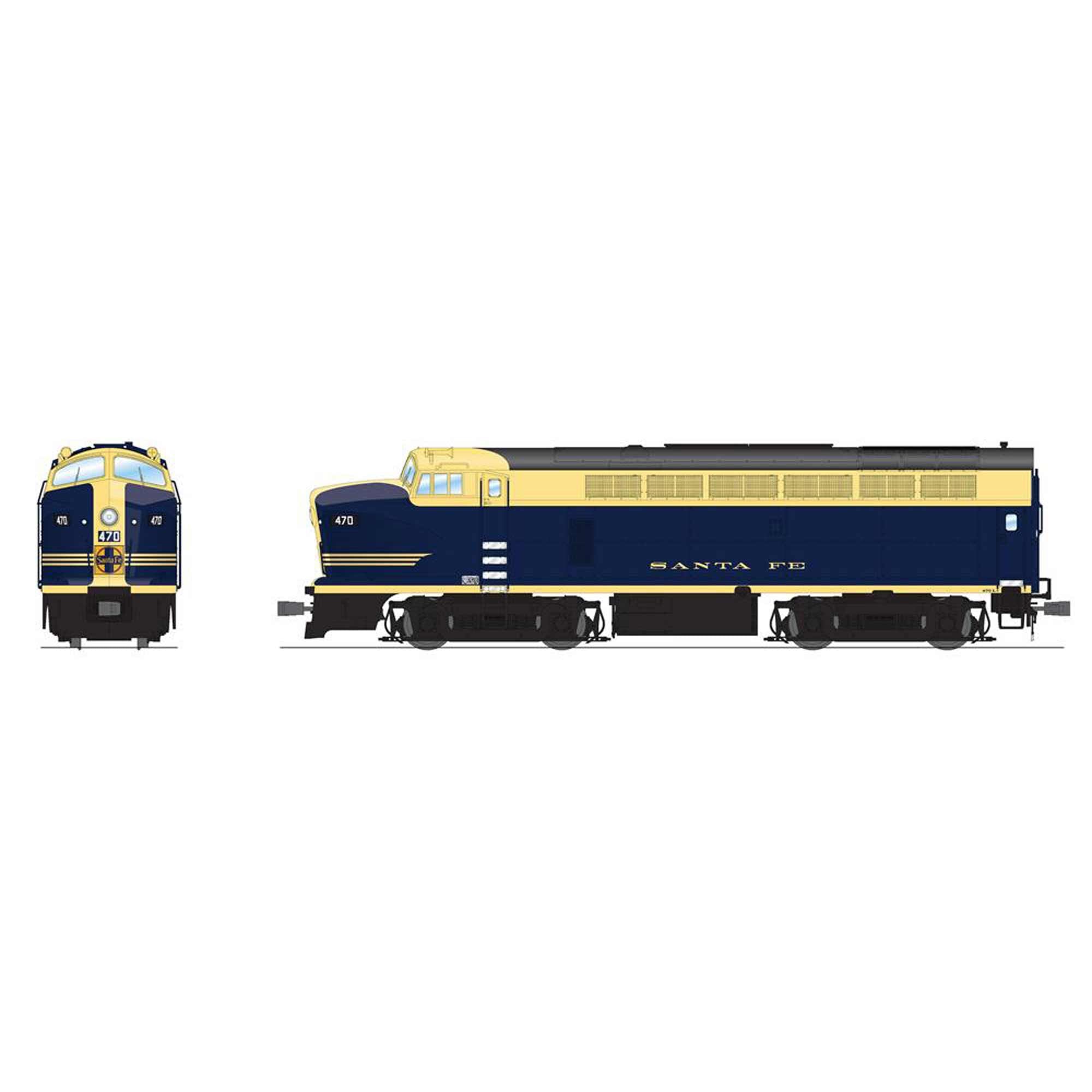 HO RF-16 Sharknose Locomotive A ATSF 470C Cat Whisker (BLI7699)