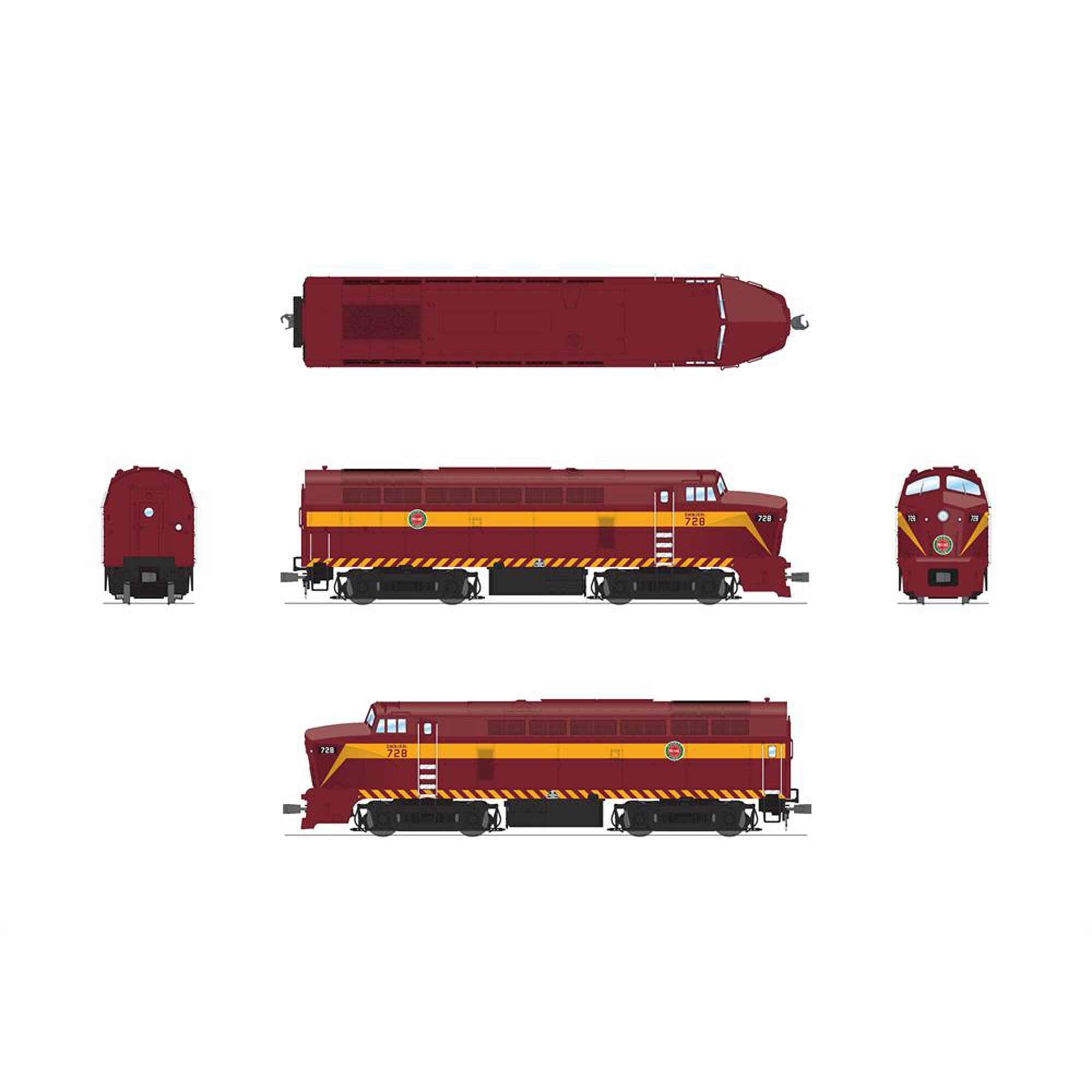 HO RF-16 Sharknose Locomotive A DMIR 730 Maroon & Yellow with Paragon4 (BLI7705)