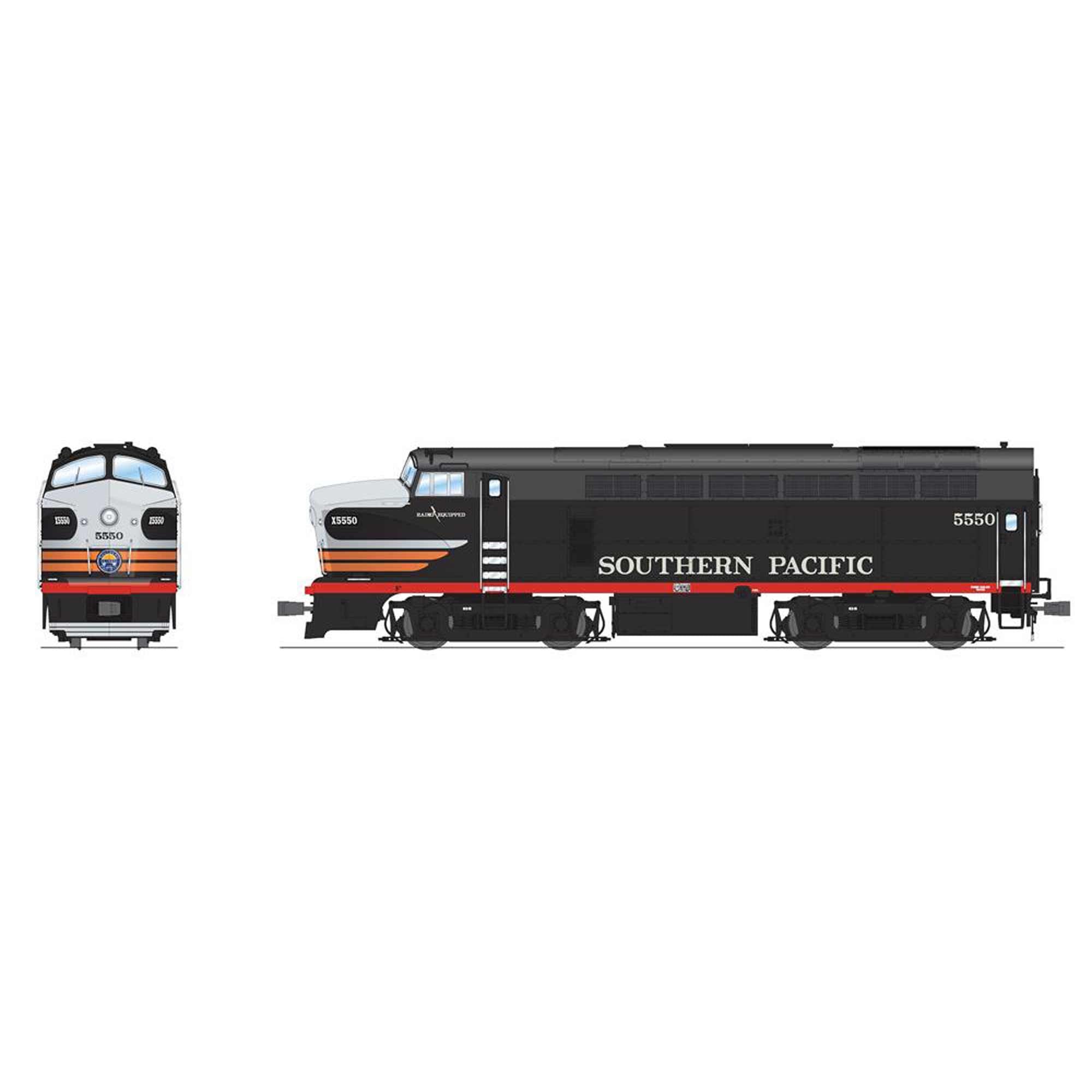 HO RF-16 Sharknose Locomotive A SP 5551 Black Widow with Paragon4 (BLI7709)