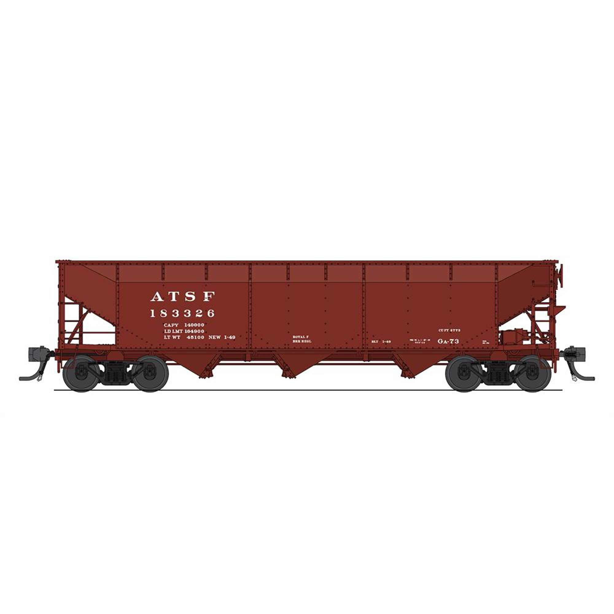 HO AAR 70-ton Triple Hopper ATSF GA-73 Freight Car (BLI8101)