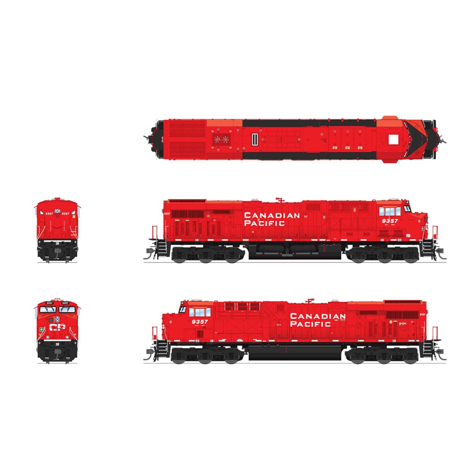 HO GE ES44AC Locomotive CP #9368 Action Red (BLI8557)