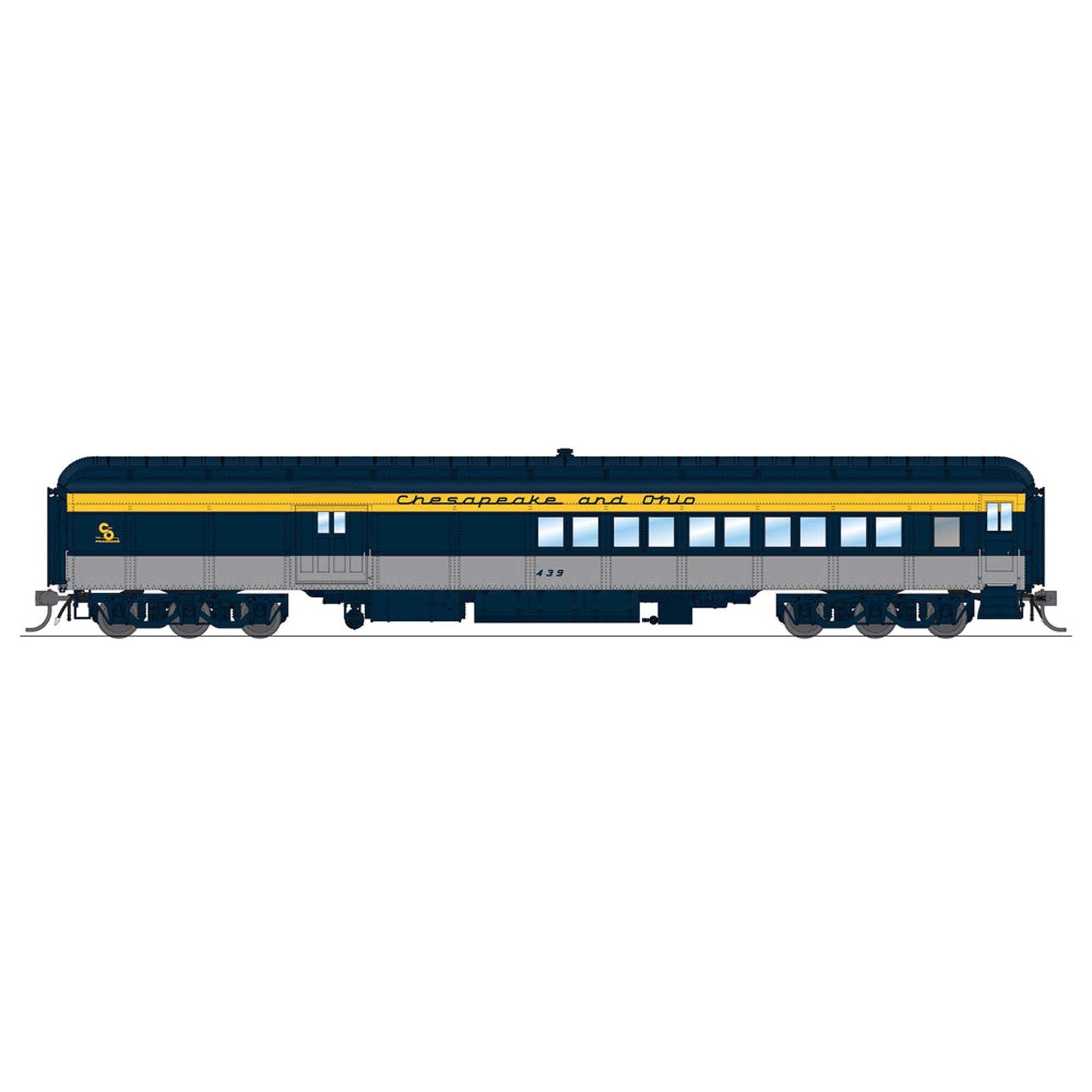 HO Scale C&O Coach-Baggage Combine #458 Tri-Color Paint (BLI9115)