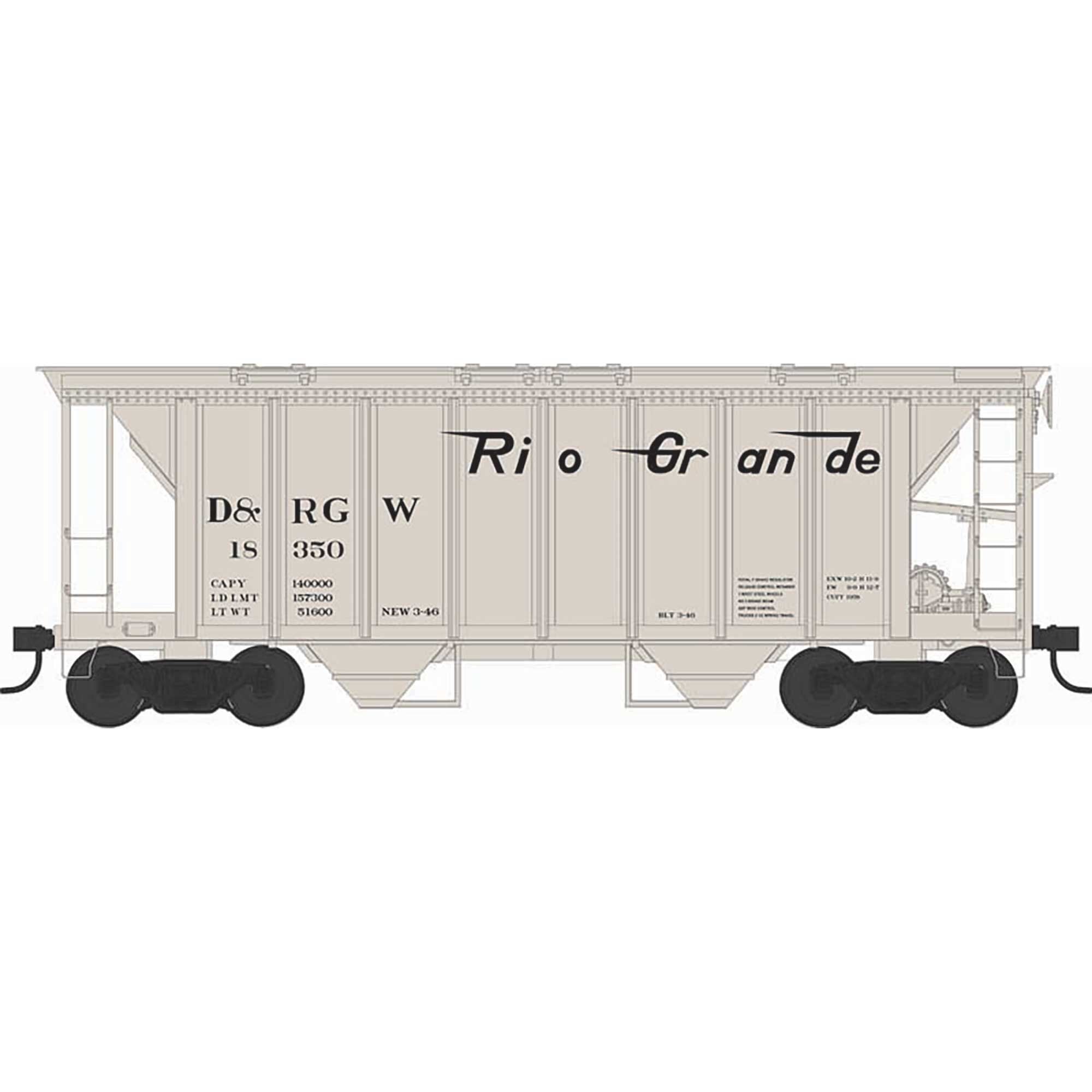 HO H34 Covered Hopper D&RGW #18362 (BOW43258)
