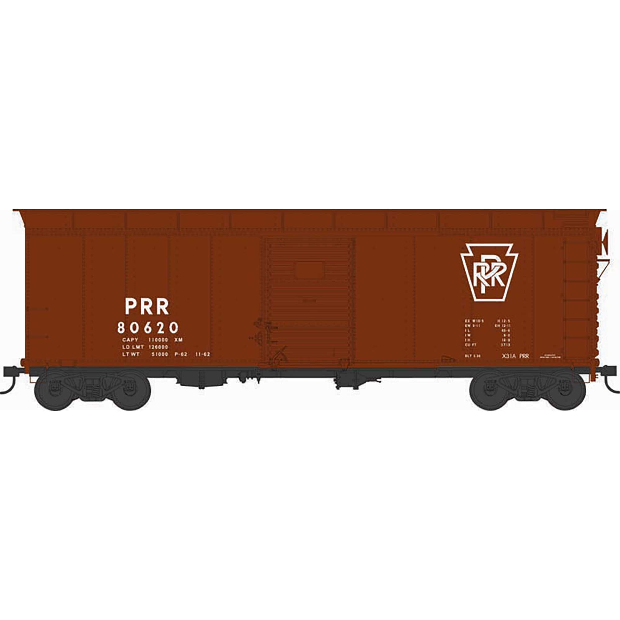 HO X31A 2-Door Road Inset Roof Box PRR Plain Key 80699 (BOW43327)