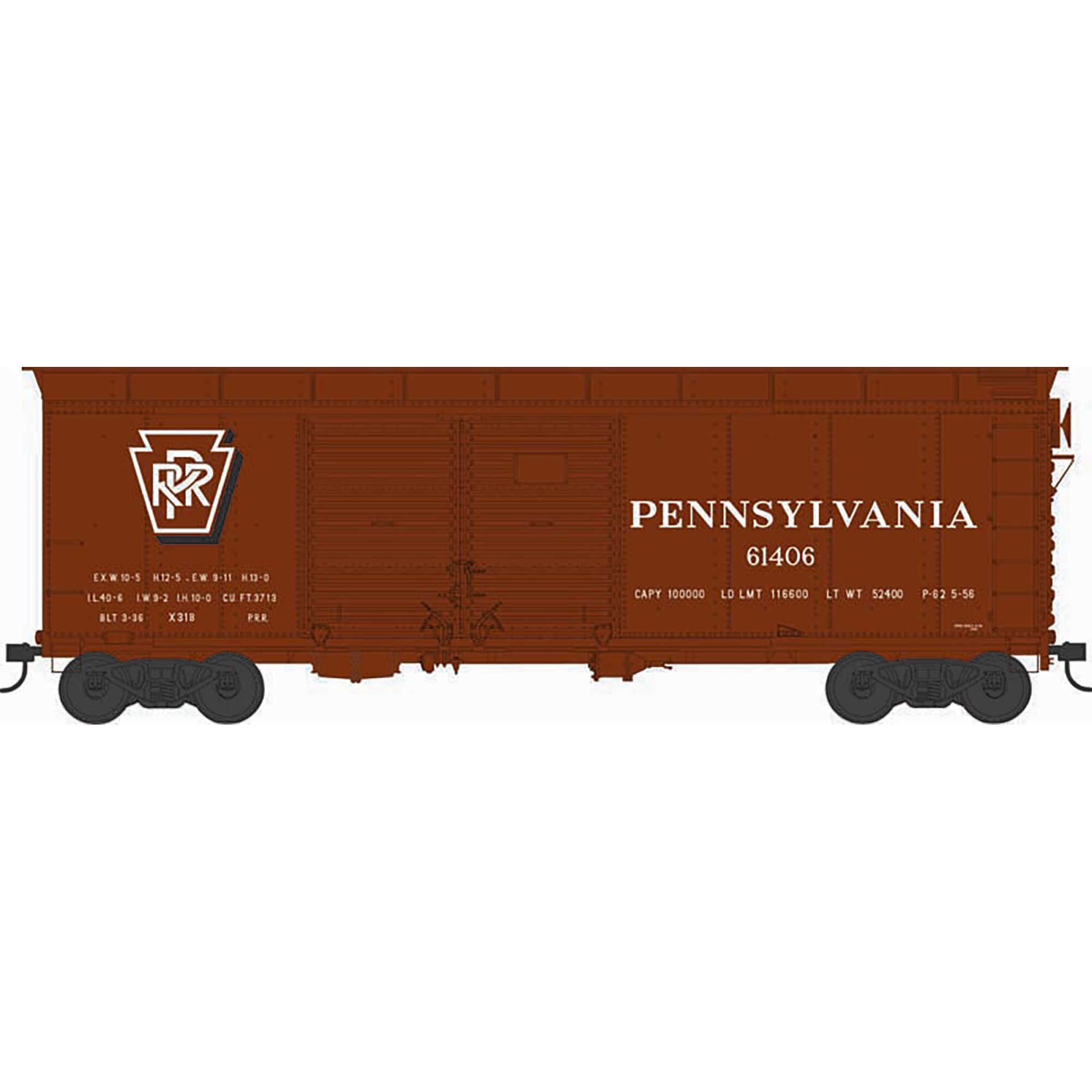 HO X31B 4-Door Road Flush Roof Box PRR Shadow Key 61490 (BOW43329)