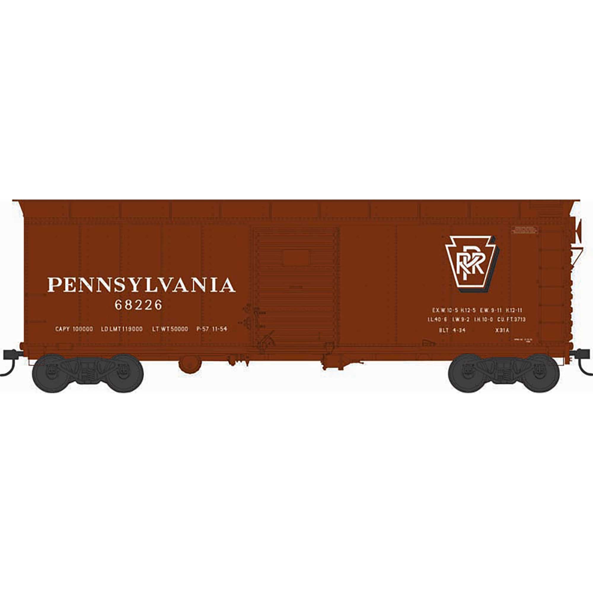 HO X31A 2-Door Road Inset Roof Box PRR Shadow Key #68244 (BOW43332)