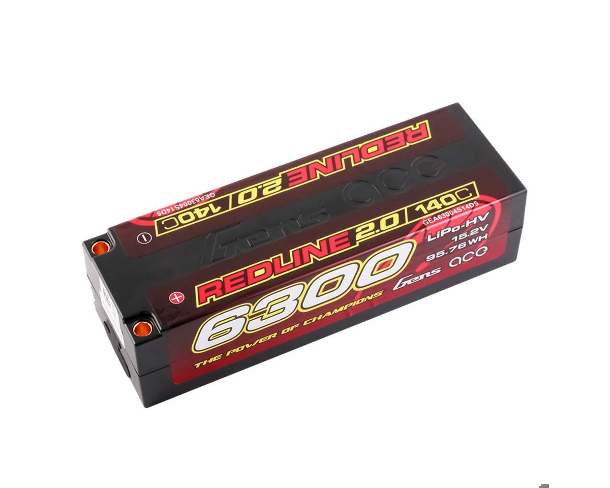 Gens Ace 6300mAh 4S 15.2V 140C HardCase 59# Redline 2.0 LipoW/ 5.0mm Bullet