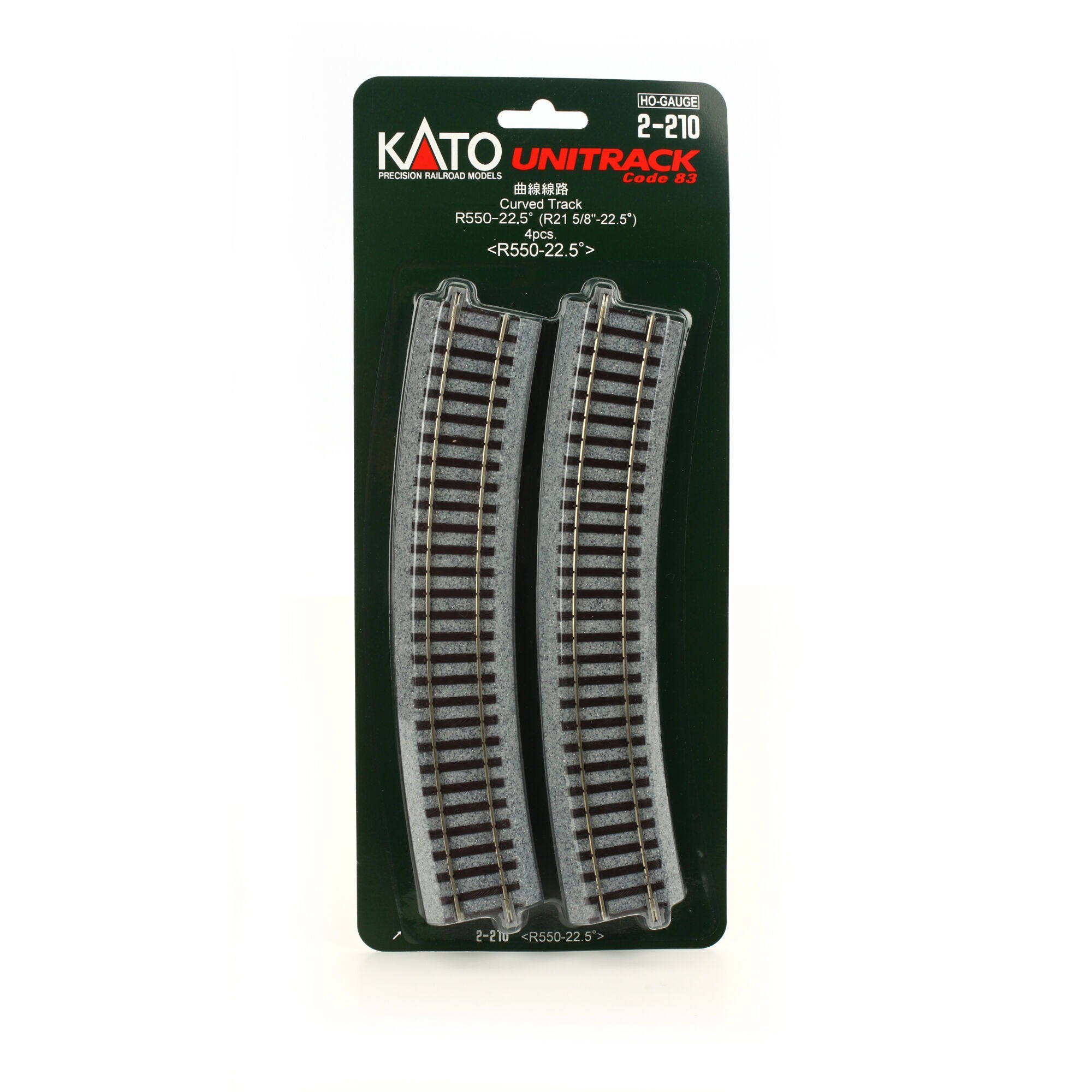 HO 550mm 21-5/8 Inch Radius Curve 22.5 Degree Track (4 Pieces) (KAT2210)