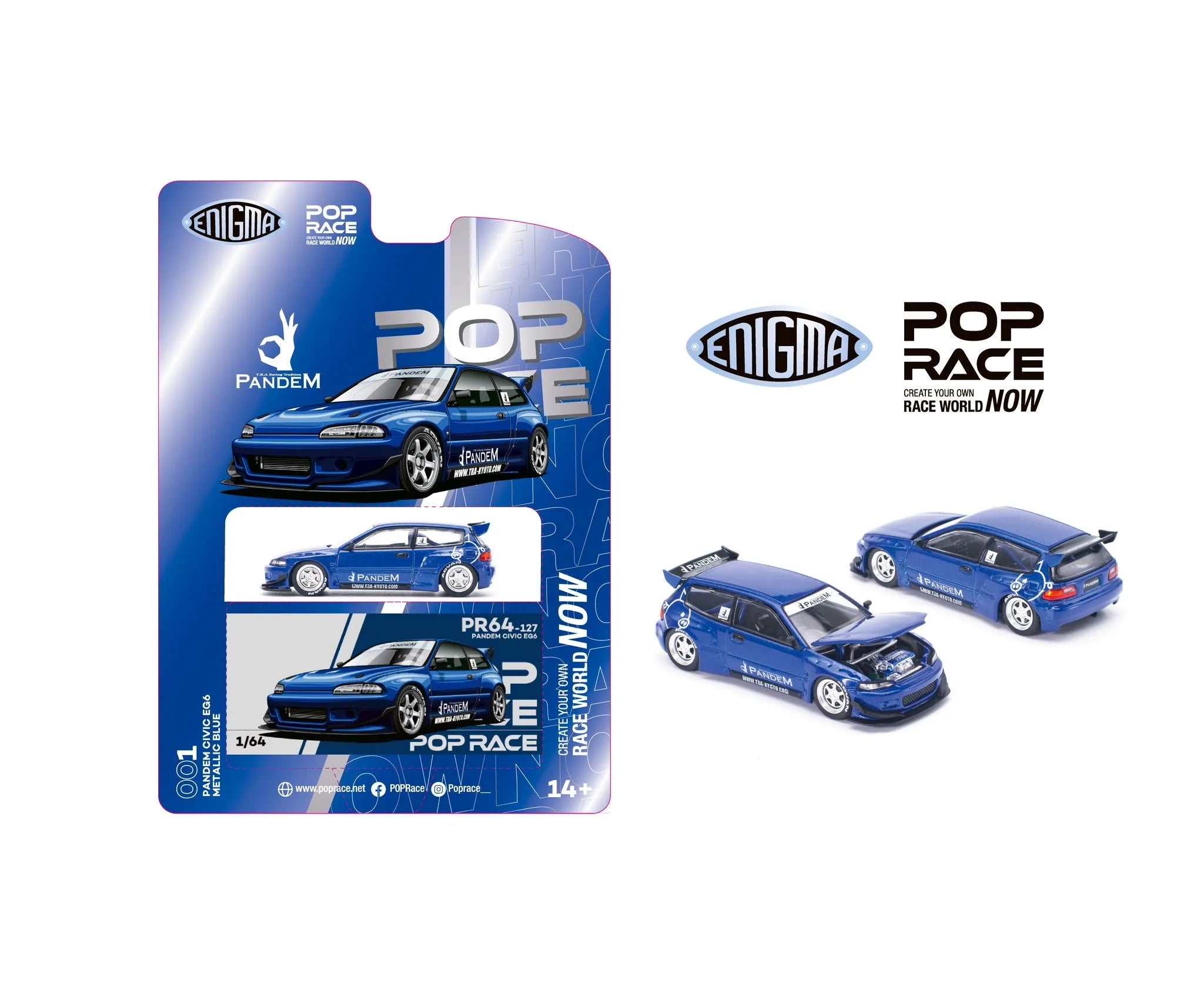 POP RACE -1:64 Pandem Civic EG6 V1.5 – Metallic Blue
