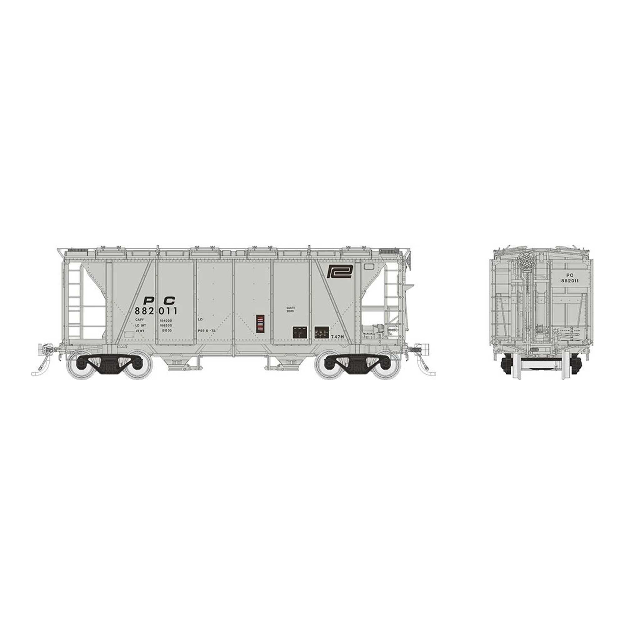 HO Covered Hopper Penn Central Model (RPI149006)